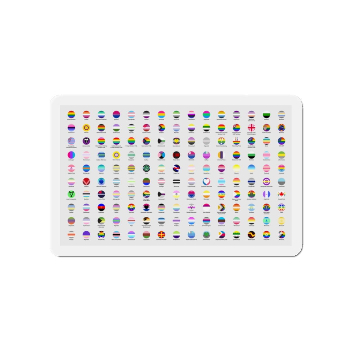 Circular Lgbtq Pride Flags Collection Chart Representing Diverse Gender Sexual Identities Die Cut Magnets