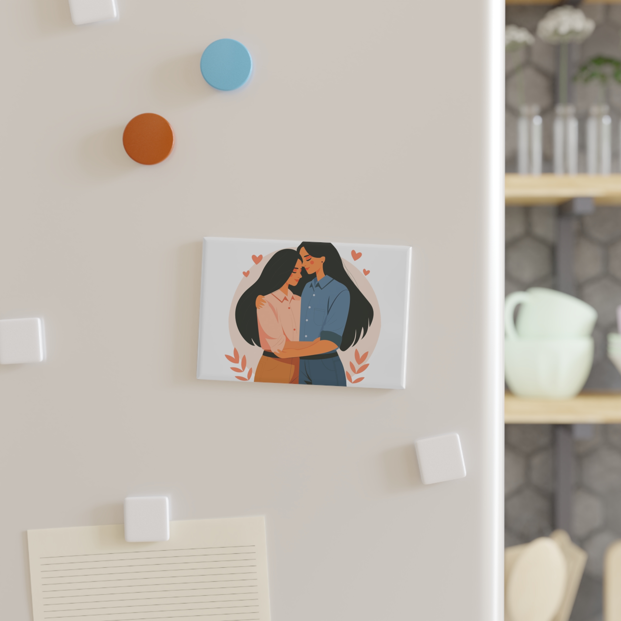 Indian Lesbian Couple Love Hugging Button Magnet Rectangle 1 And 10 Pcs - Image 3
