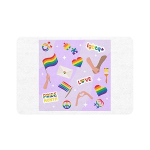 Cute Rainbow Colors Lgbtq Symbols Pride Flag Hands Holding Peace Love Pet Food Mat 12x18