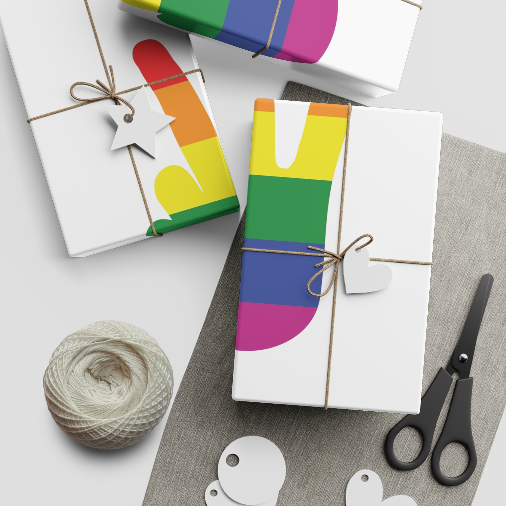 Rainbow Peace Sign Hand Gesture Colored Lgbt Flag Gift Wrapping Paper Sheets 1pc - Image 2