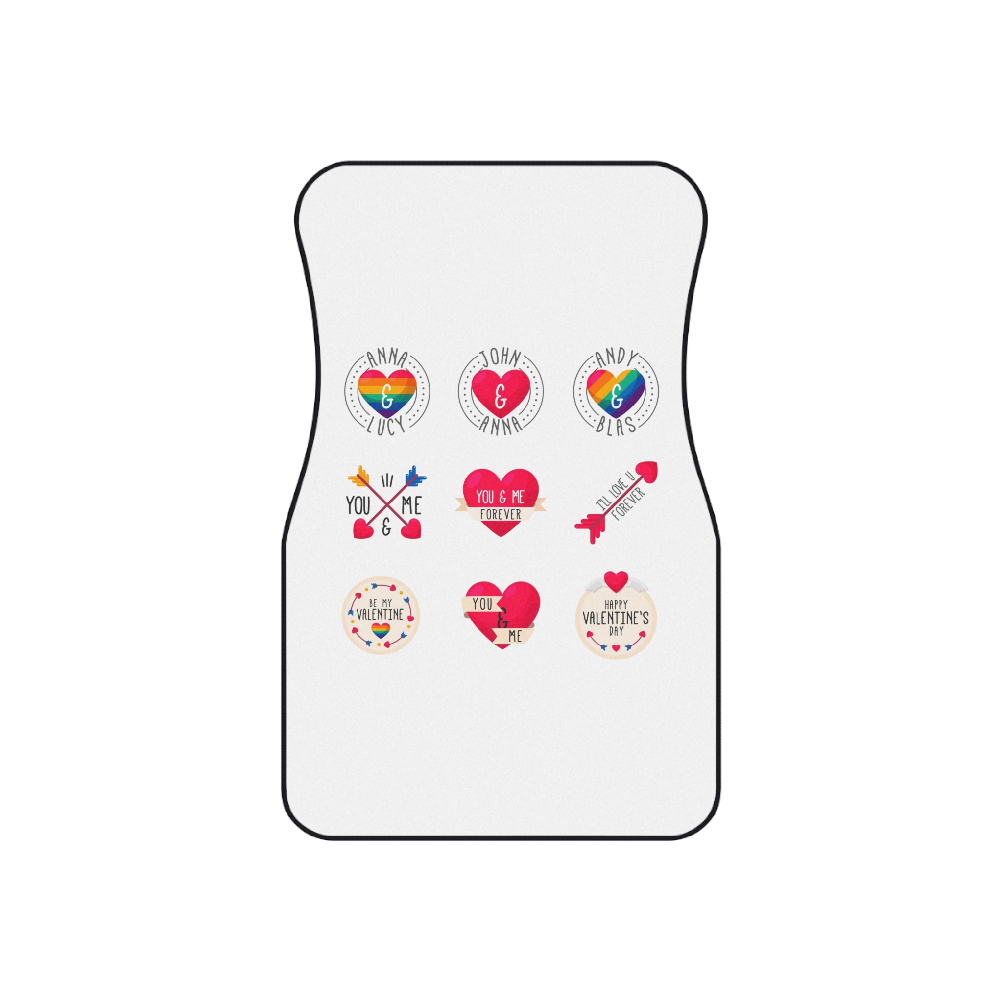 Lgbt Valentine S Day Label Collection Car Mats Set Of 4 - Image 2