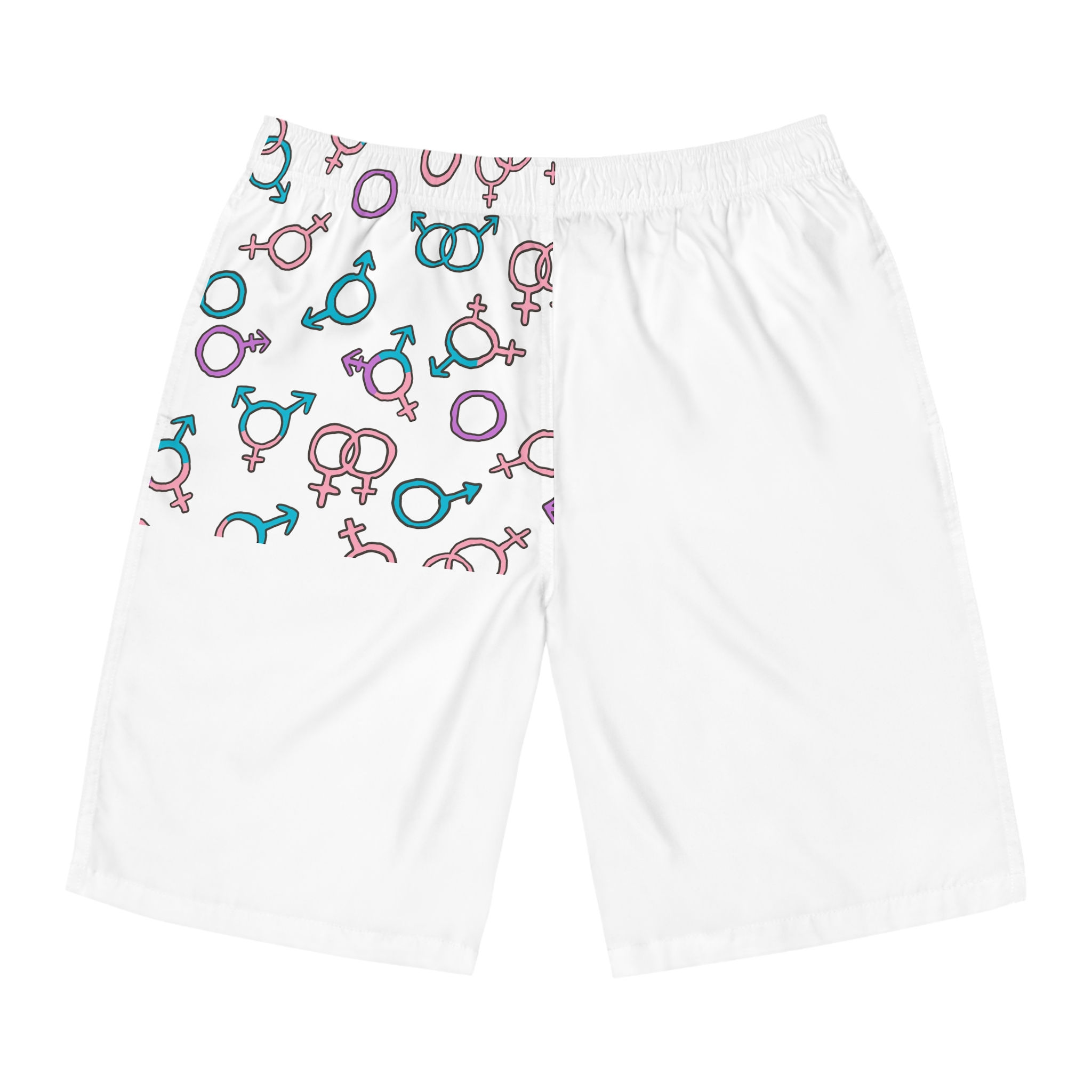 Seamless Pattern With Gender Signs Mens Board Shorts Aop