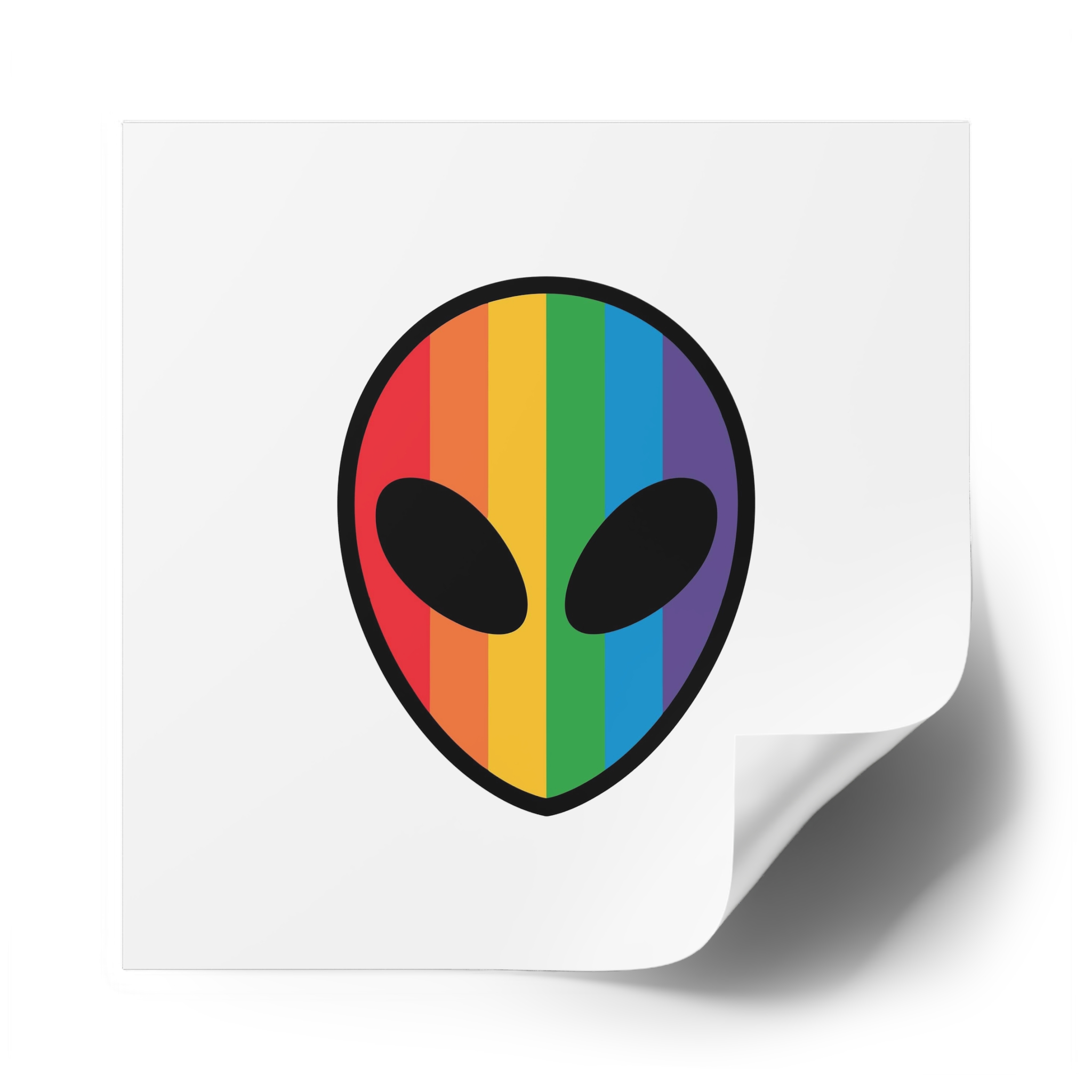 Rainbow Alien Head Lgbt Pride Illustration Laminate Stickers Square - Image 50