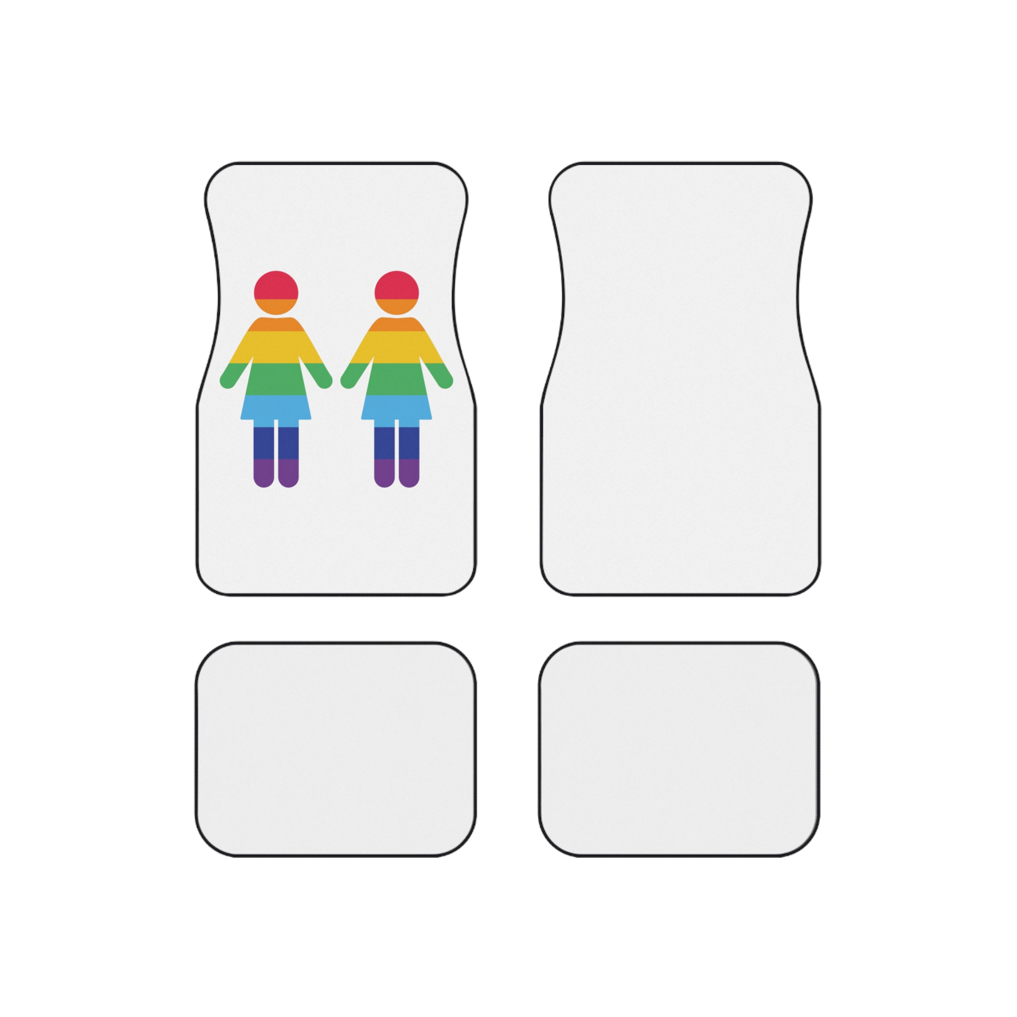 Lgbt Pride Two Lesbians Vector Icon Rainbow Colors Vector Illustration Car Mats Set Of 4