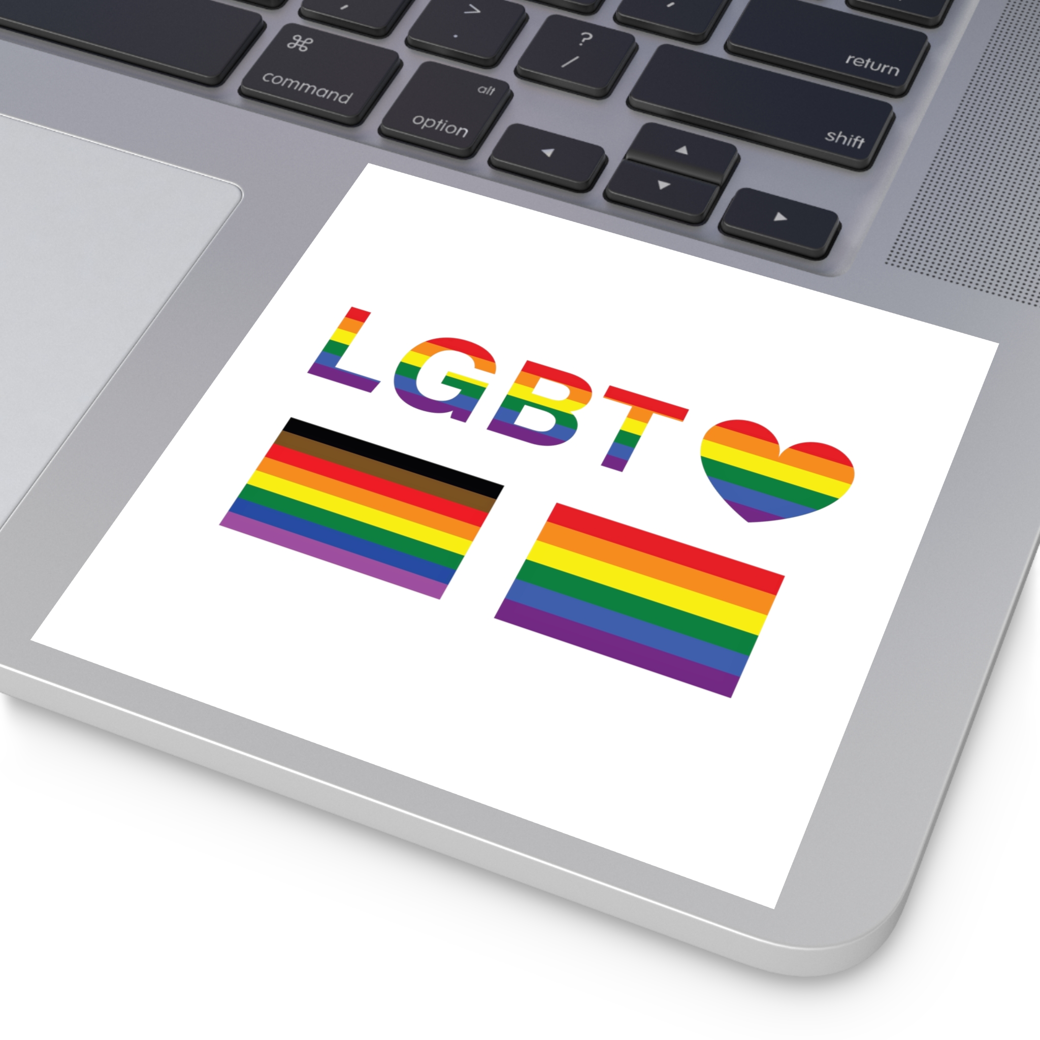 Lgbt Word Text Letter With Heart Rainbow Color Flag Isolated White Background Vector Illustrati Laminate Stickers Square - Image 35