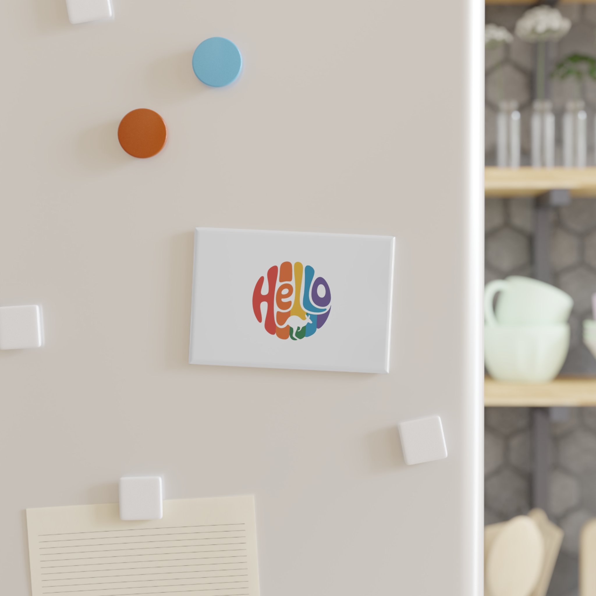 Hello Multicolor Logo Button Magnet Rectangle 1 And 10 Pcs - Image 3