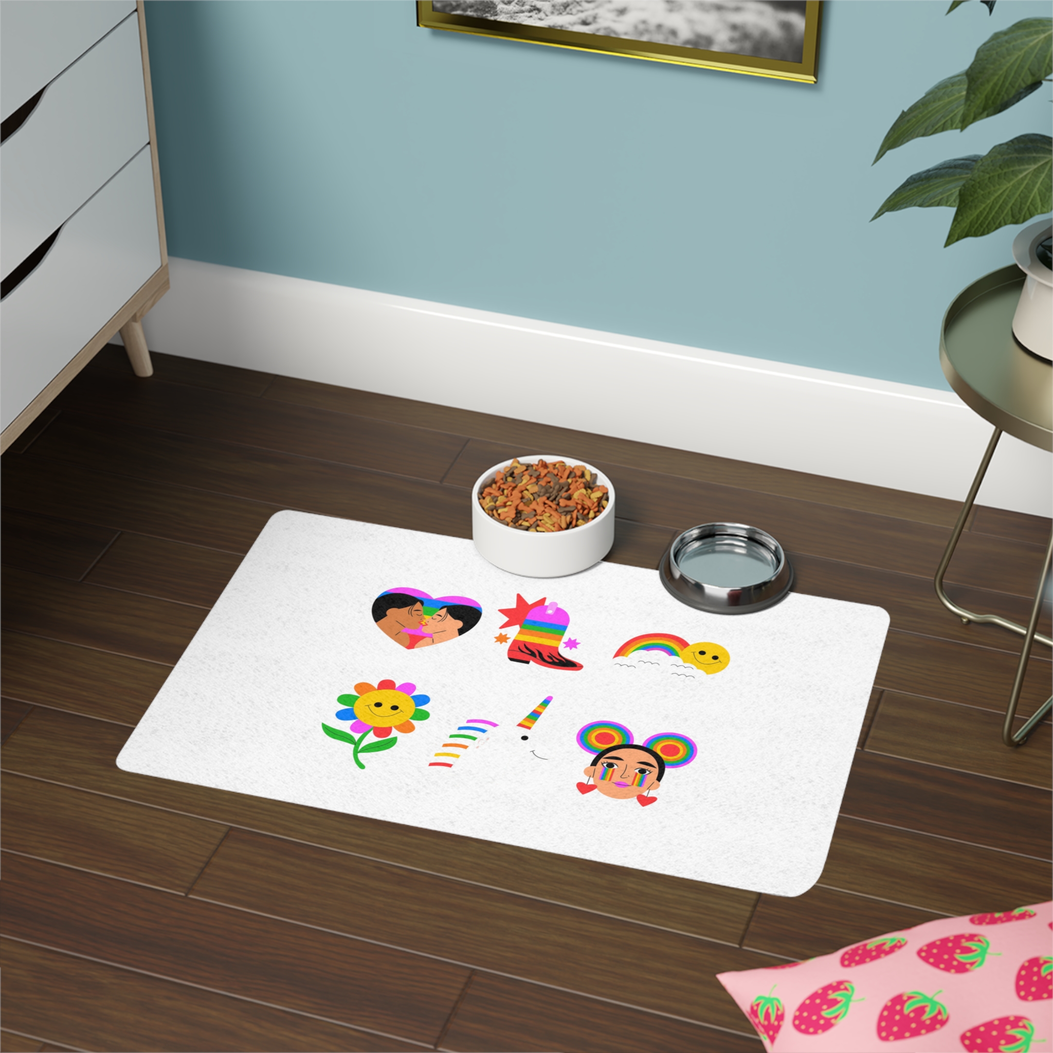 Flat Design Elements Collection Pride Month Celebration Pet Food Mat 12x18 - Image 4
