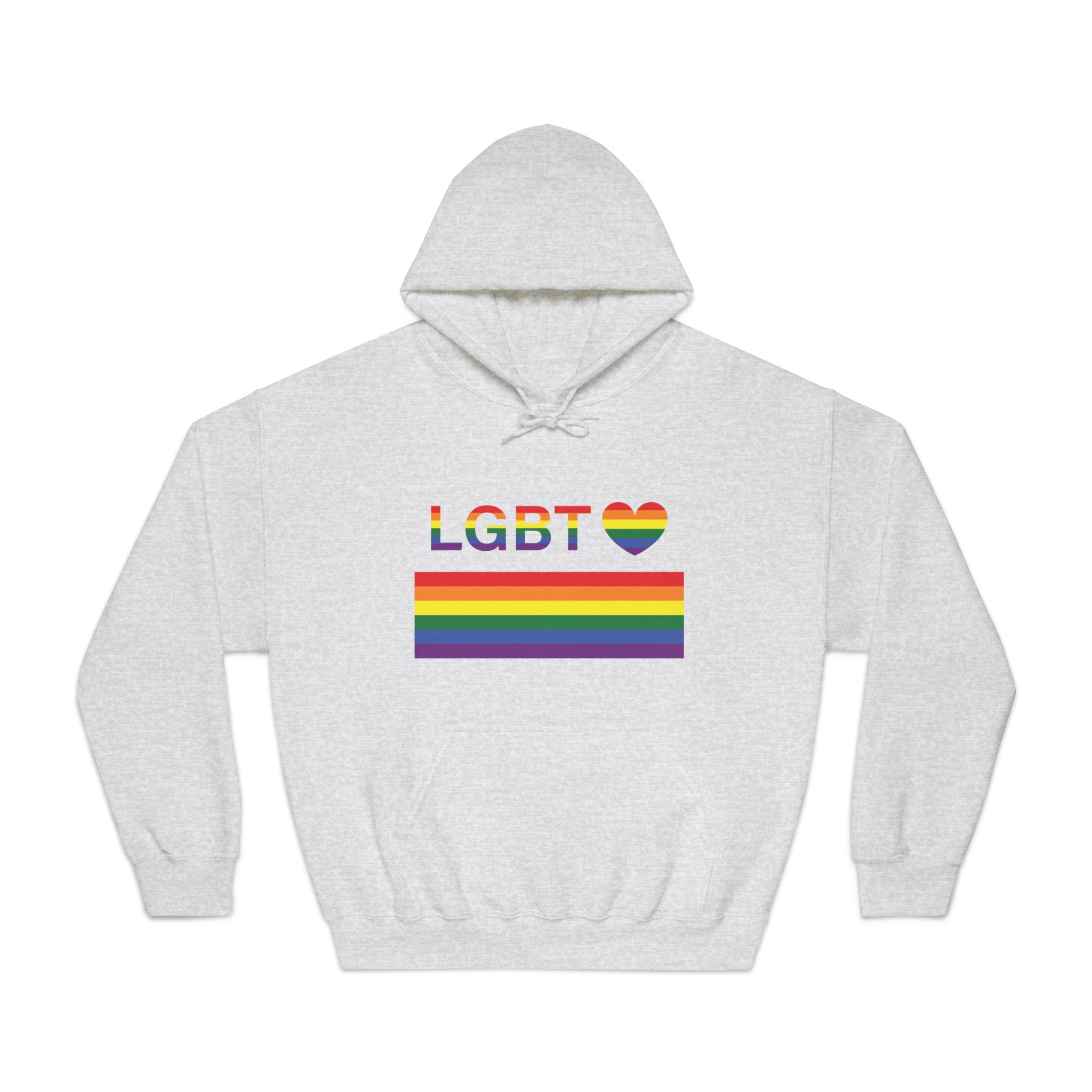 Lgbt Word Text Letter With Heart Rainbow Color Flag Isolated White Background Vector Illustration Unisex Dryblend Hooded Sweatshirt - Image 5