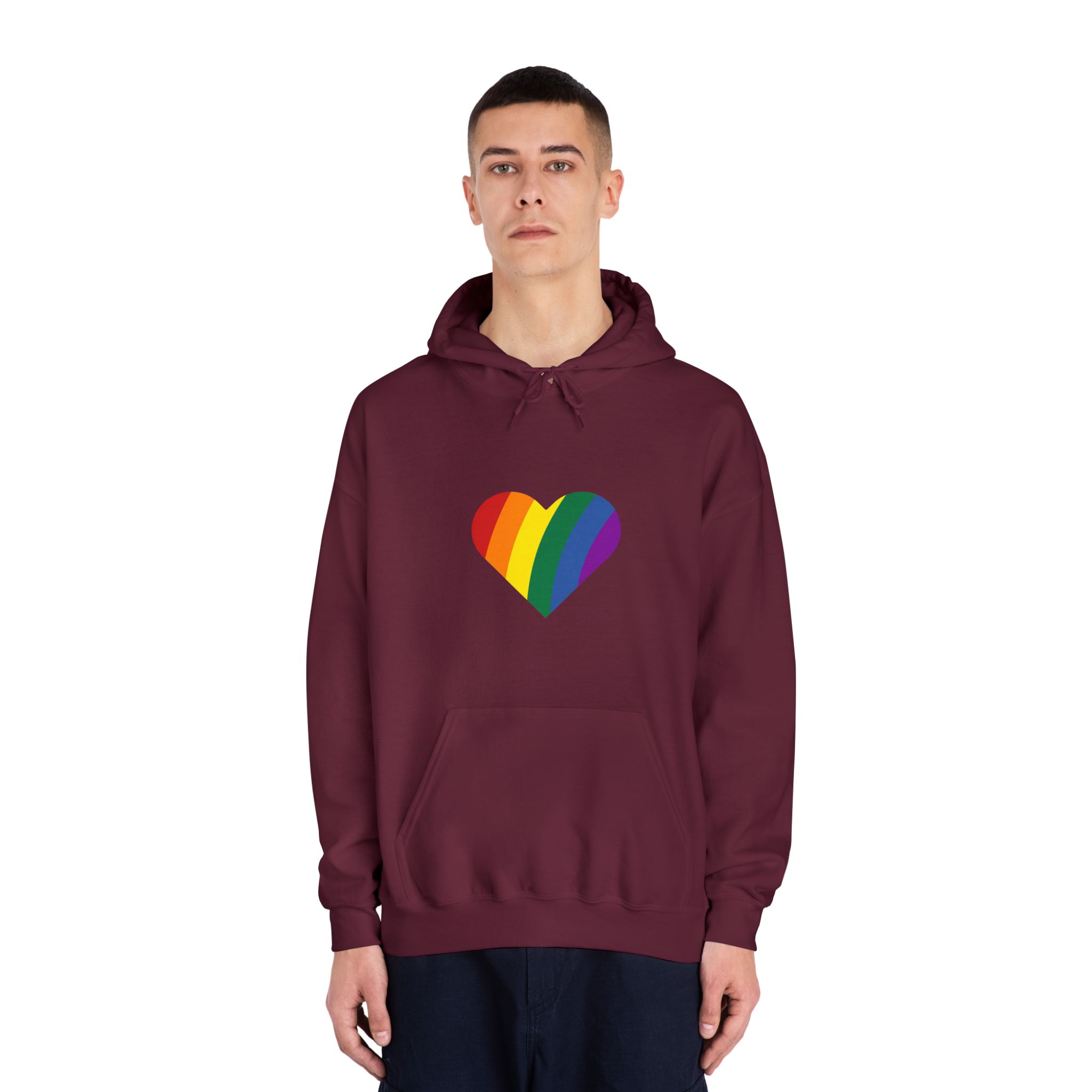 Minimalist Pride Heart Filled With Rainbow Colors Unisex Dryblend Hooded Sweatshirt - Image 19