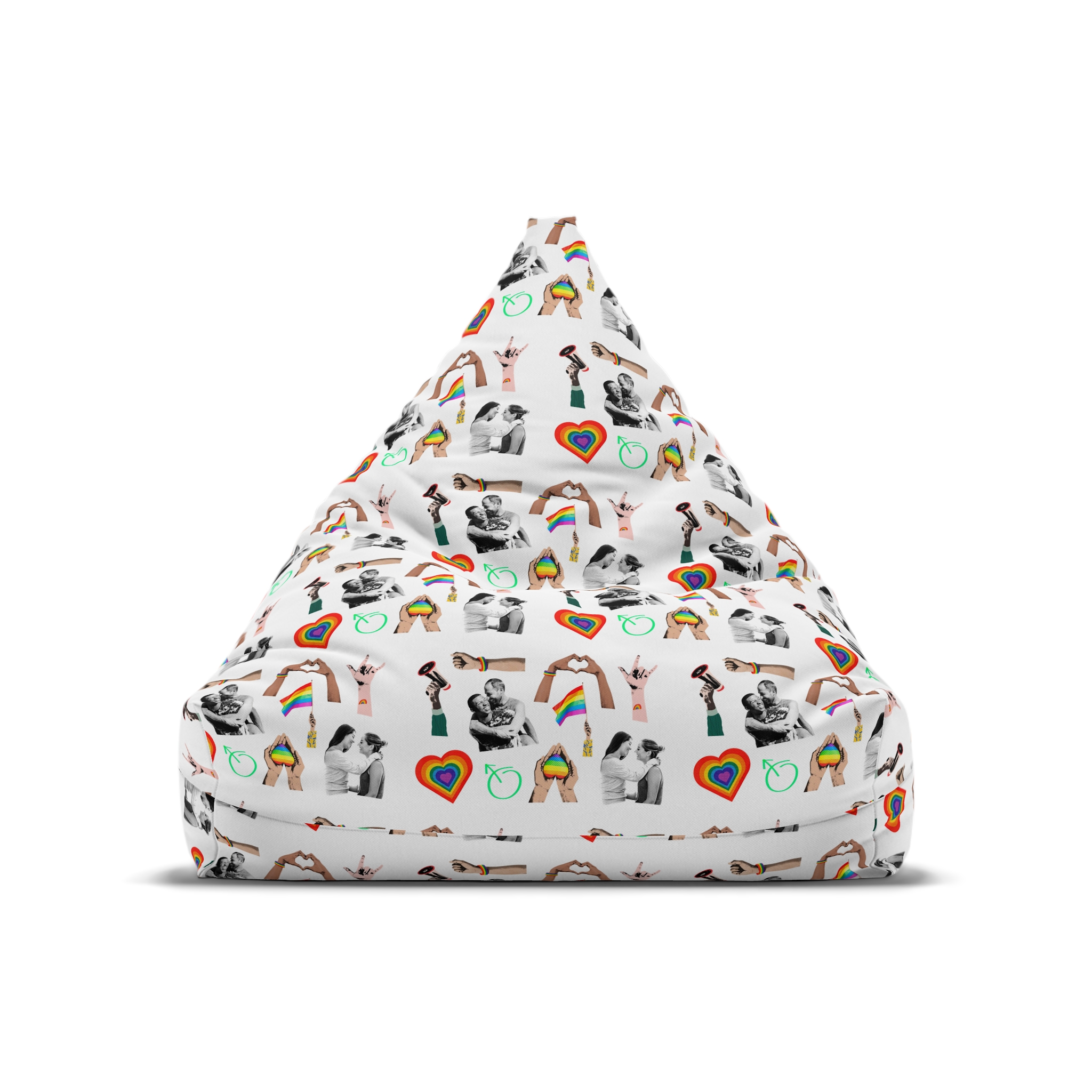 Gay Pride Sticker Rainbow Elements Set Vector Bean Bag Chair Cover - Image 5