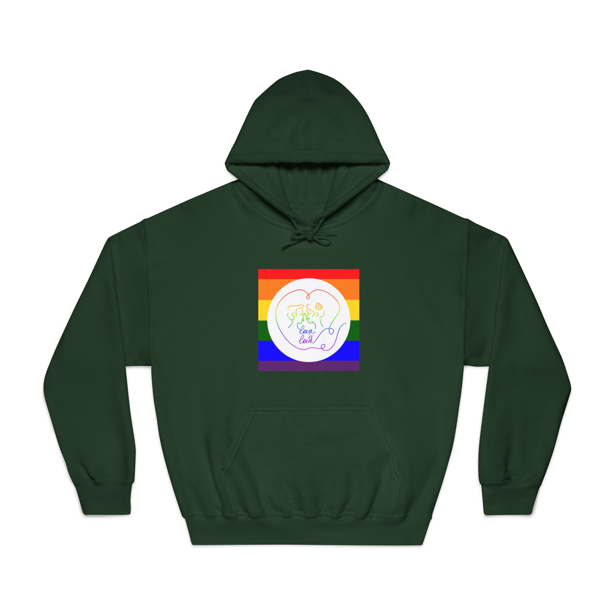 Poster With Kissing Woman Hand Lettering Love Is Love Theme Month Pride Lgbtq Love Background Unisex Dryblend Hooded Sweatshirt - Image 21