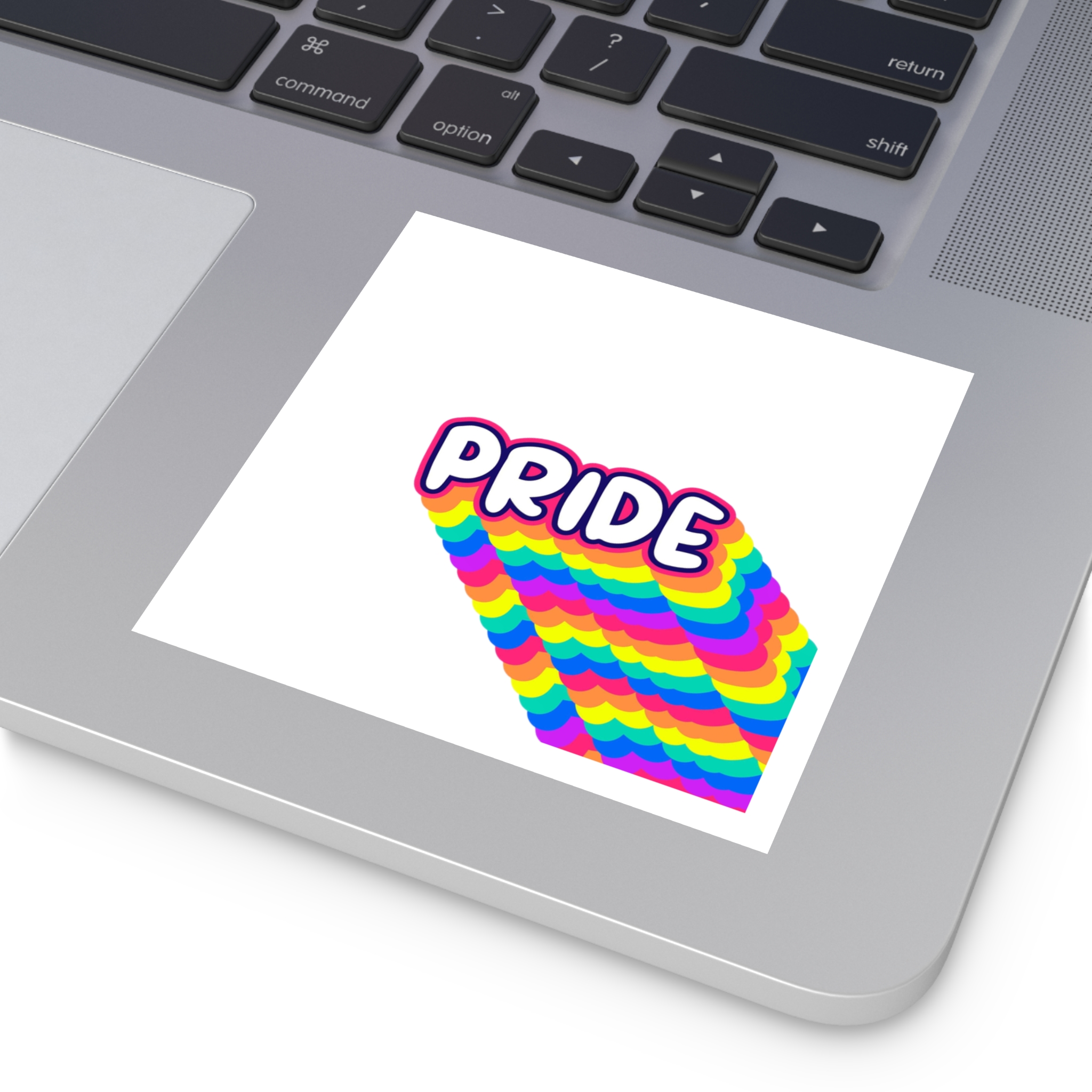 Pride Text Lettering Pride Month Celebration Poster Laminate Stickers Square - Image 31