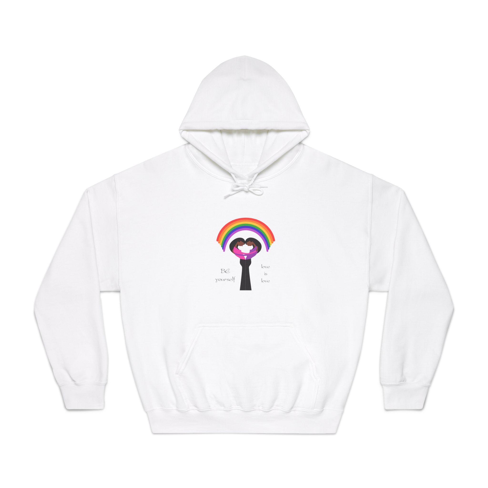 Poster Two Girls Hugging With Rainbow Unisex Dryblend Hooded Sweatshirt