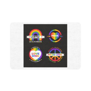 Flat Pride Day Badge Collection Pet Food Mat 12x18