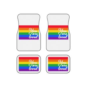 You Are Loved Words Lgbt Pride Flag Background Car Mats Set Of 4