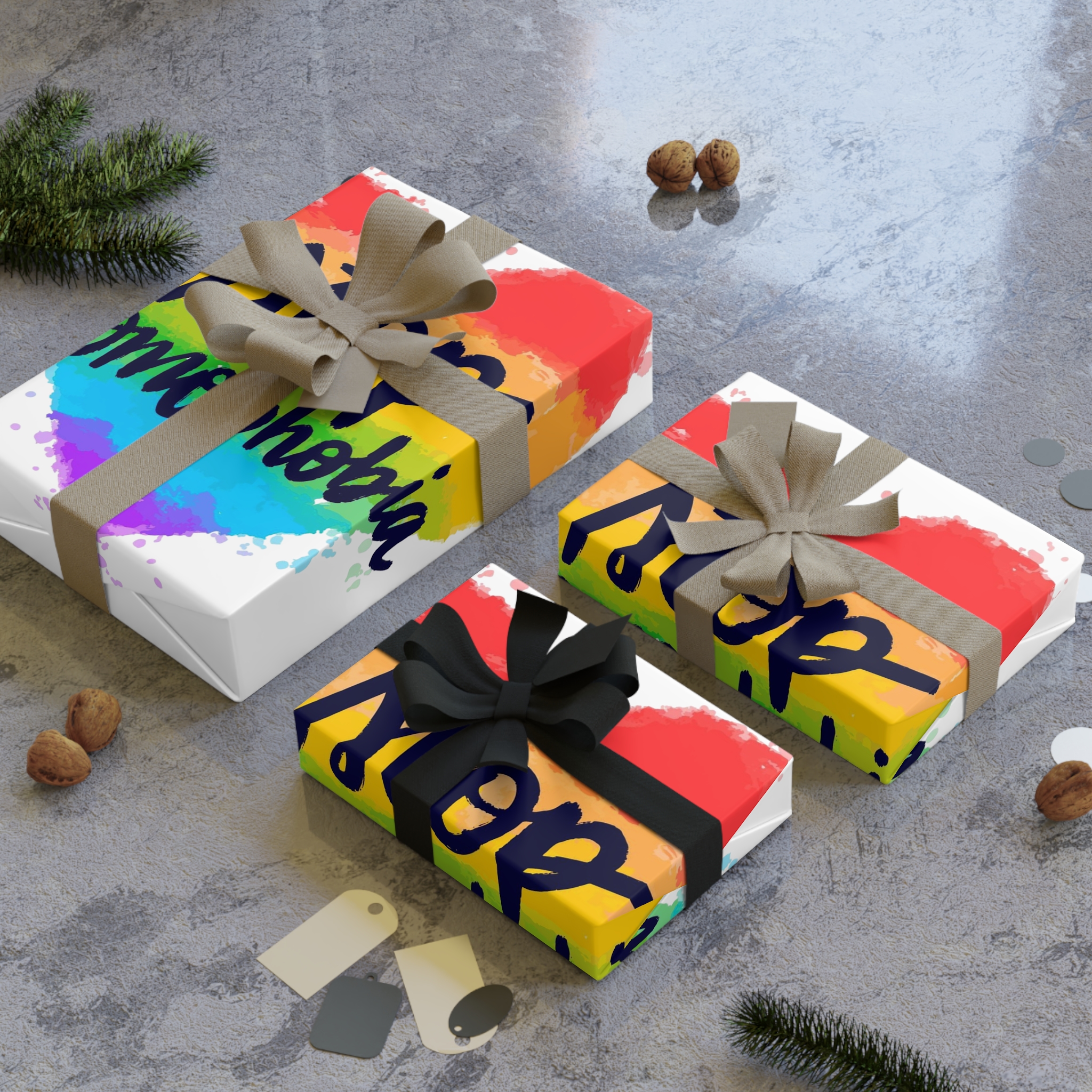 Watercolor Stop Homophobia Gift Wrapping Paper Rolls 1pc - Image 4