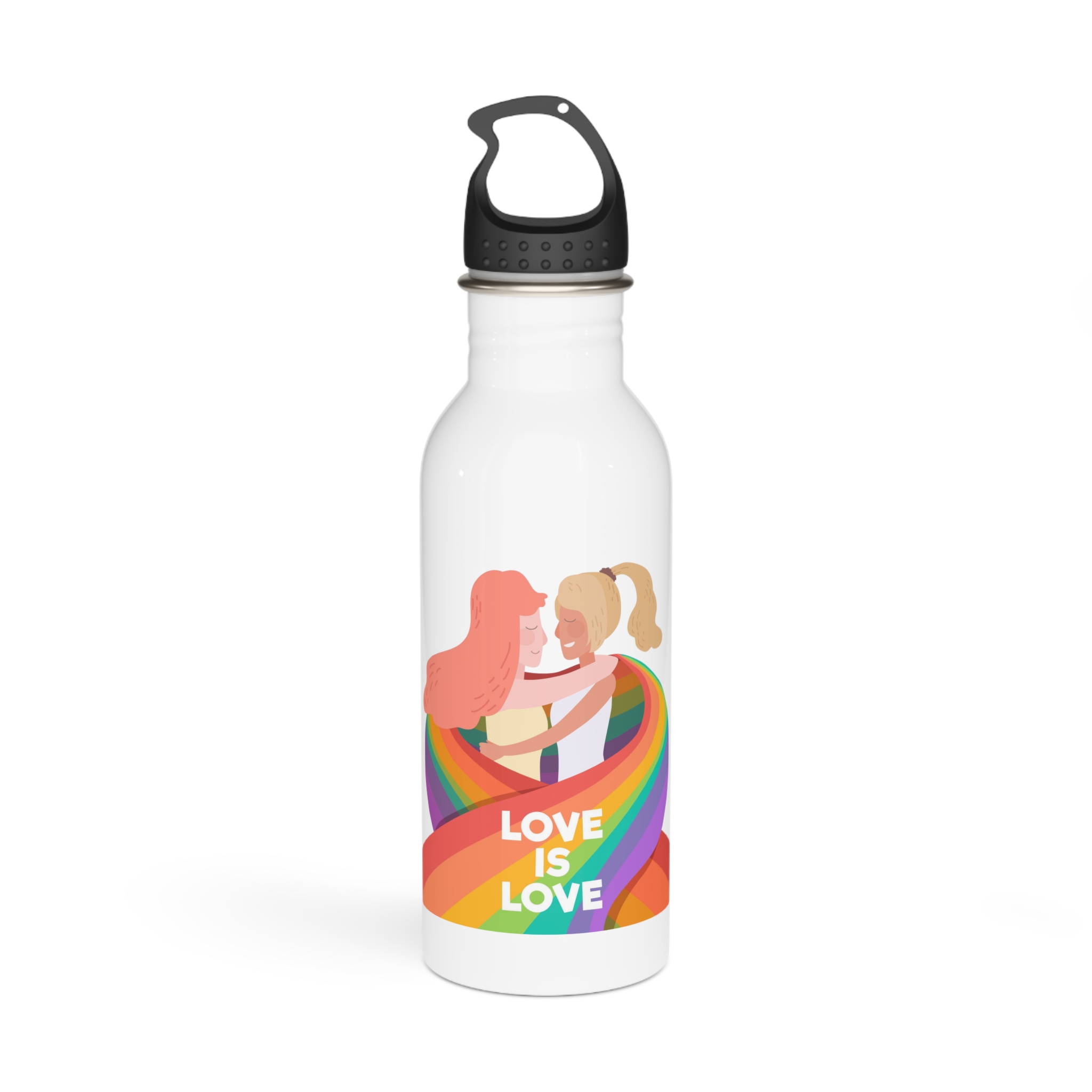 Girls Holding Pride Day Flag Stainless Steel Water Bottle