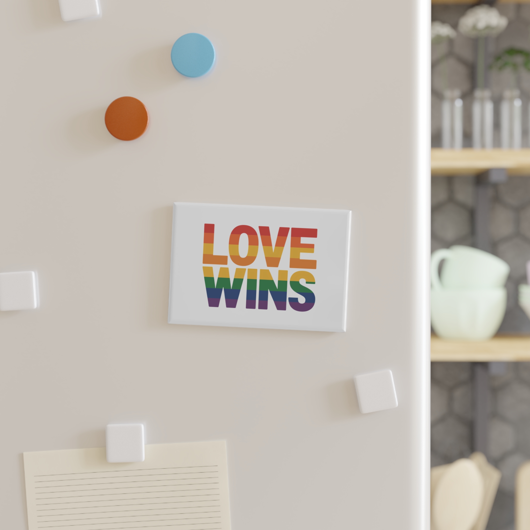 Love Wins Rainbow Pride Message Button Magnet Rectangle 1 And 10 Pcs - Image 3