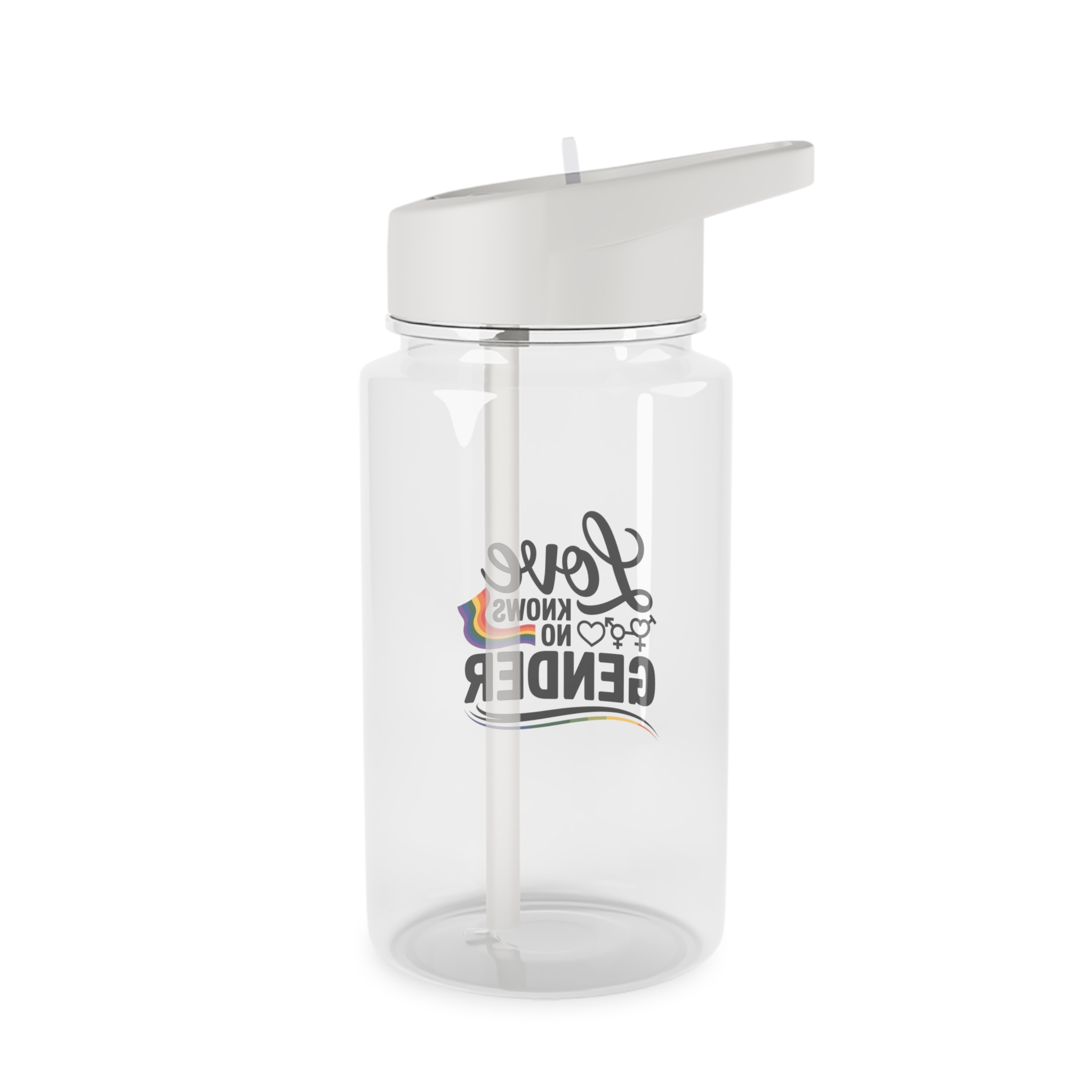 Love Knows No Gender T Shirt Design Isolated White Background Tritan Water Bottle - Image 2