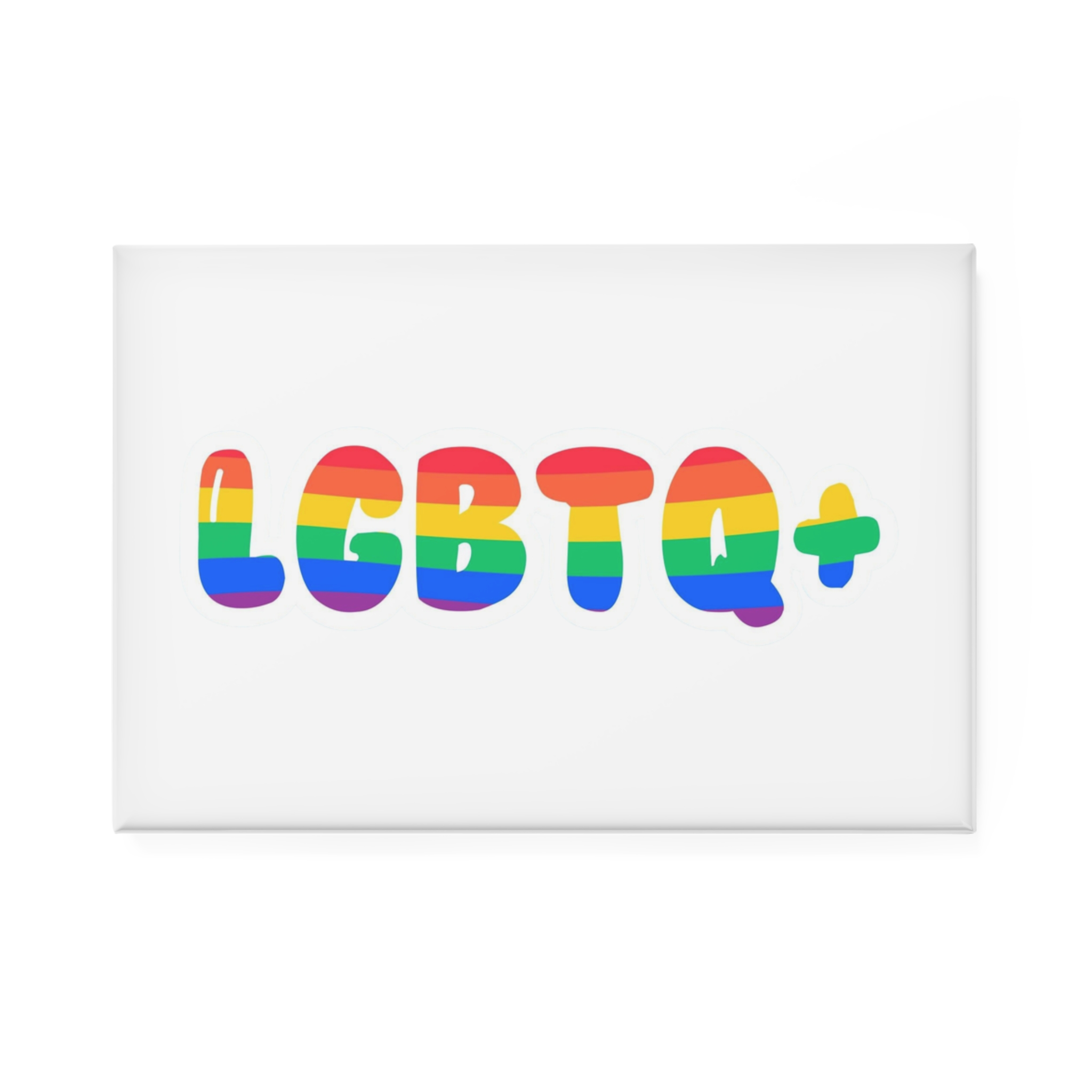 Pride Rainbow Lettering Text Writing Pattern Freedom Love Heart Homo Colors Flag Parade Lgbtq Flag W Button Magnet Rectangle 1 And 10 Pcs