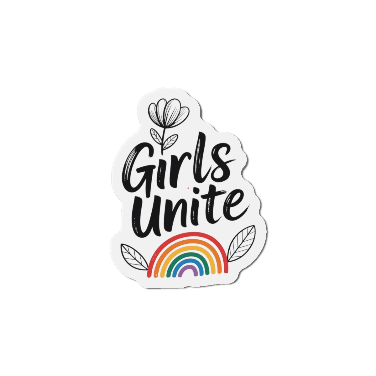 Empowering Girls Unite Slogan With Rainbow Floral Accents Die Cut Magnets - Image 13
