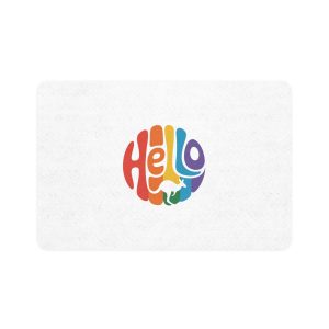 Hello Multicolor Logo Pet Food Mat 12x18