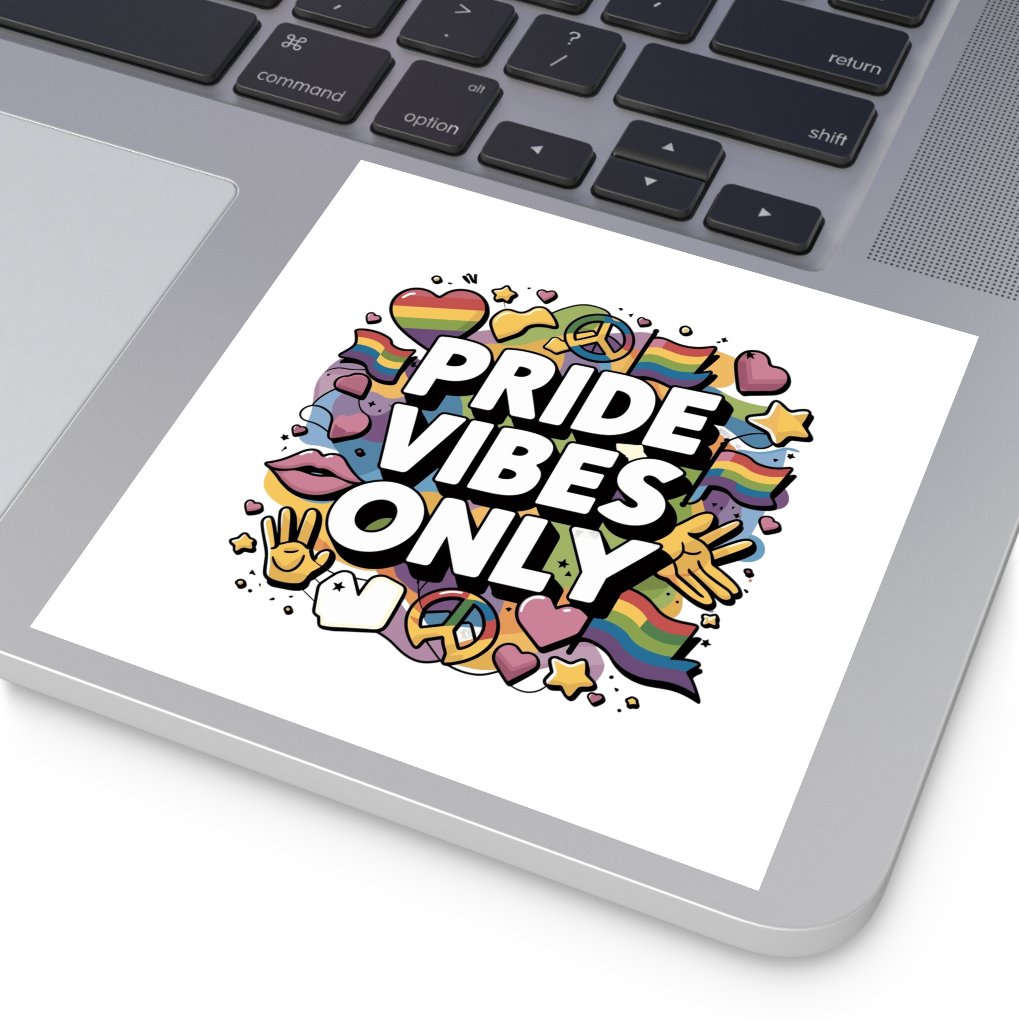 Pride Vibes Only T Shirt Design Isolated White Background Laminate Stickers Square - Image 35
