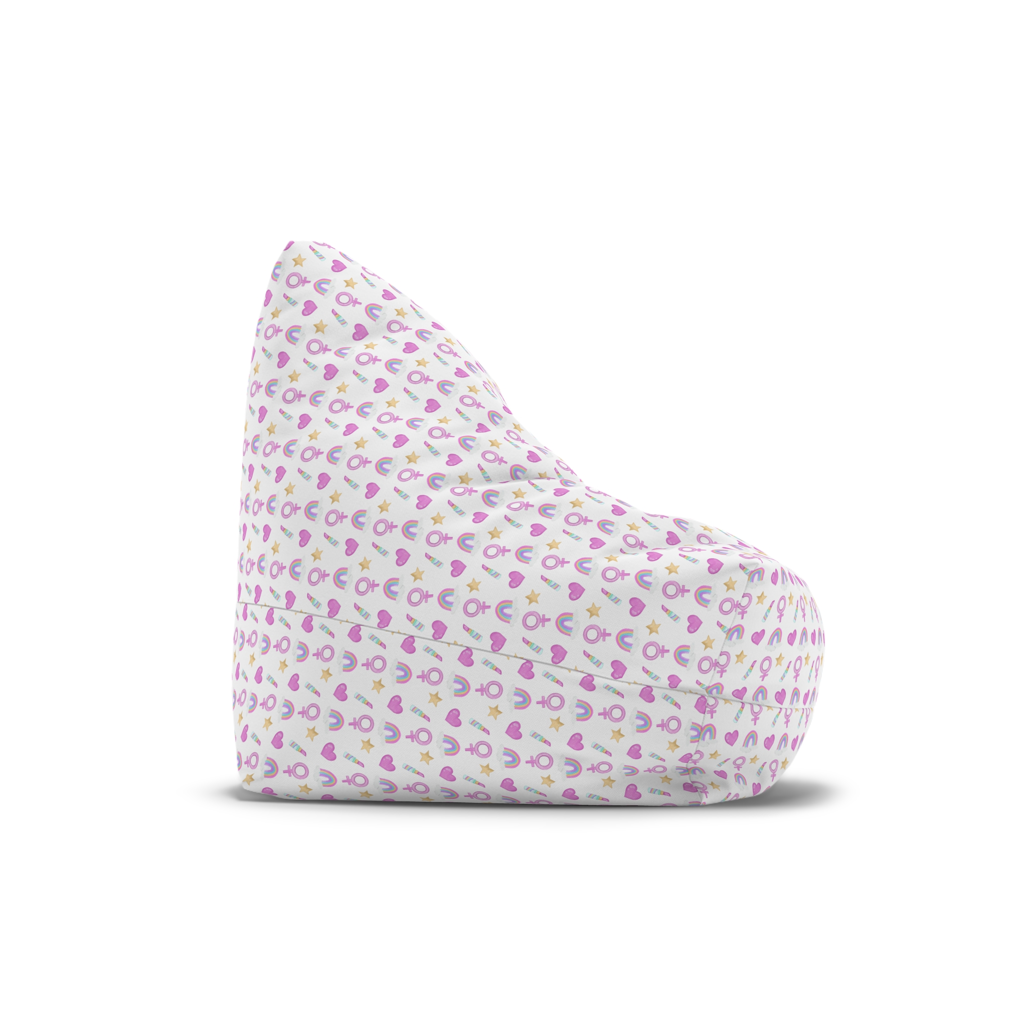 Cute Feminine Seamless Pattern With Rainbows Hearts Venus Symbols Bean Bag Chair Cover - Image 3