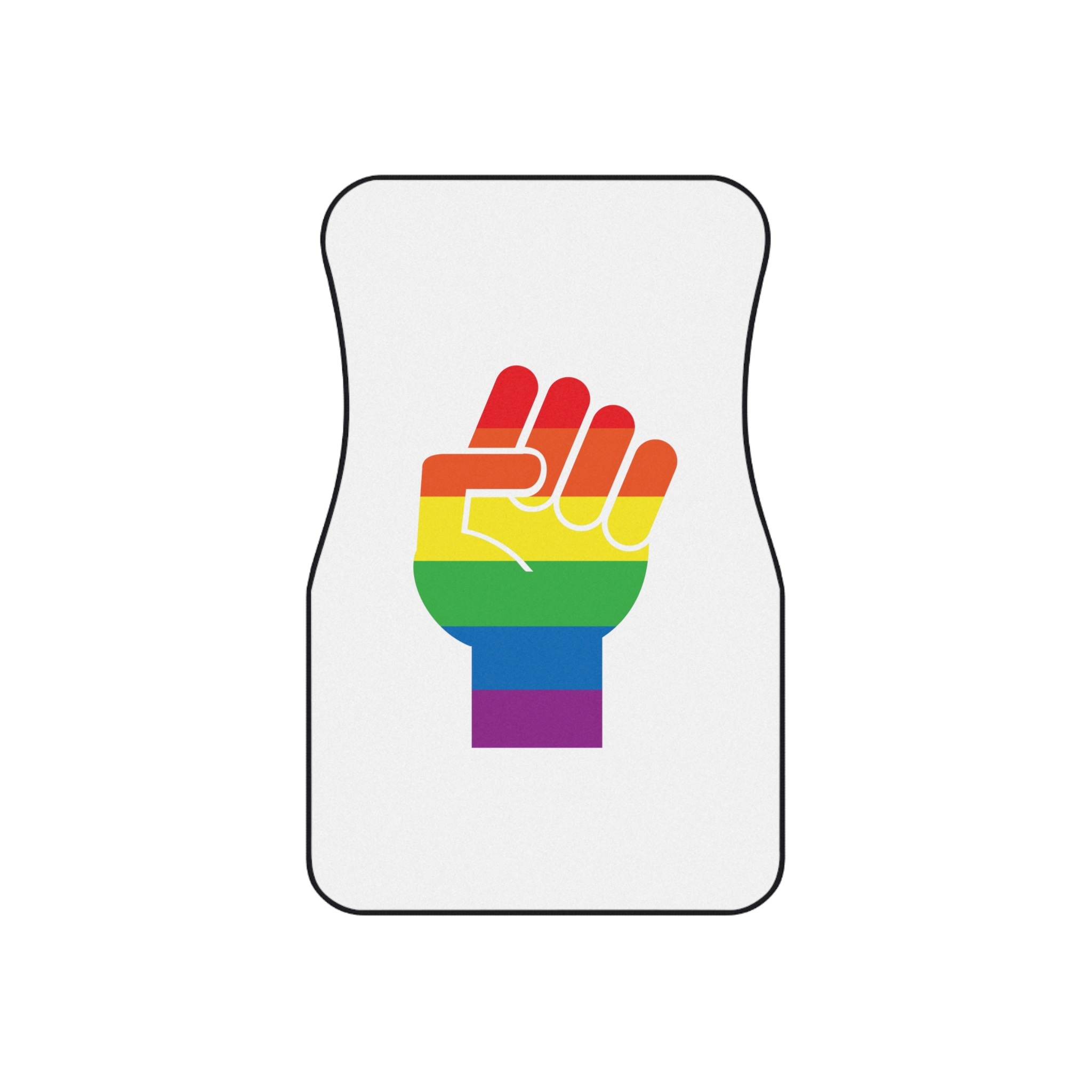 Vector Lgbt Rainbow Flag Fist Isolated White Background Car Mats Set Of 4 - Image 2