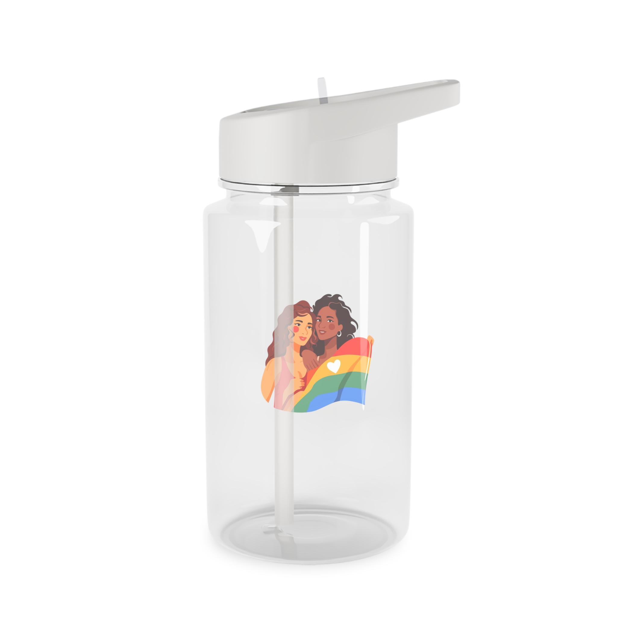 Portrait Lesbian Couple With Rainbow Flag Concept Lgbtq Tritan Water Bottle - Image 2