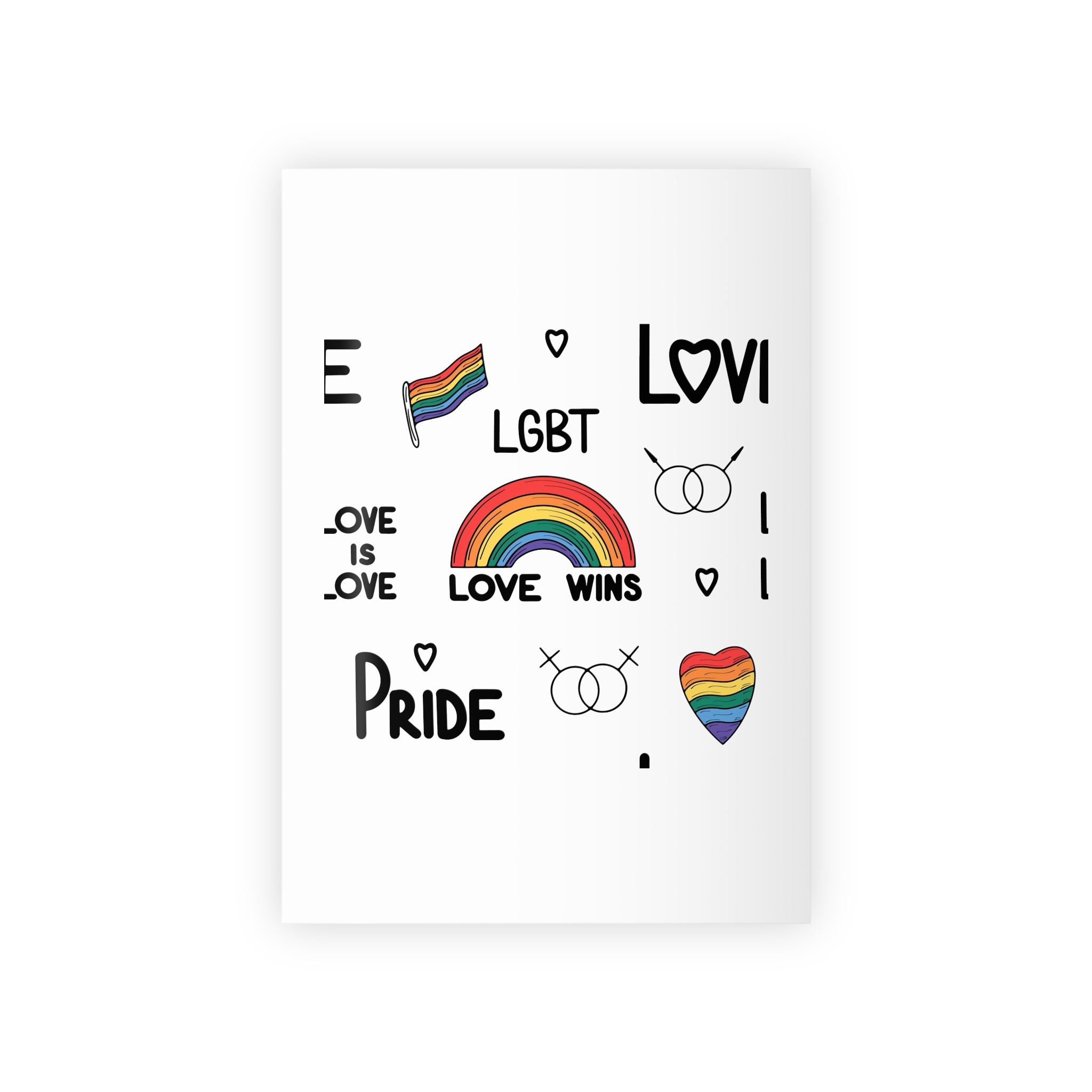 Lgbtq Pride Seamless Illustration Rainbow Hearts Love Symbols Gift Wrapping Paper Rolls 1pc