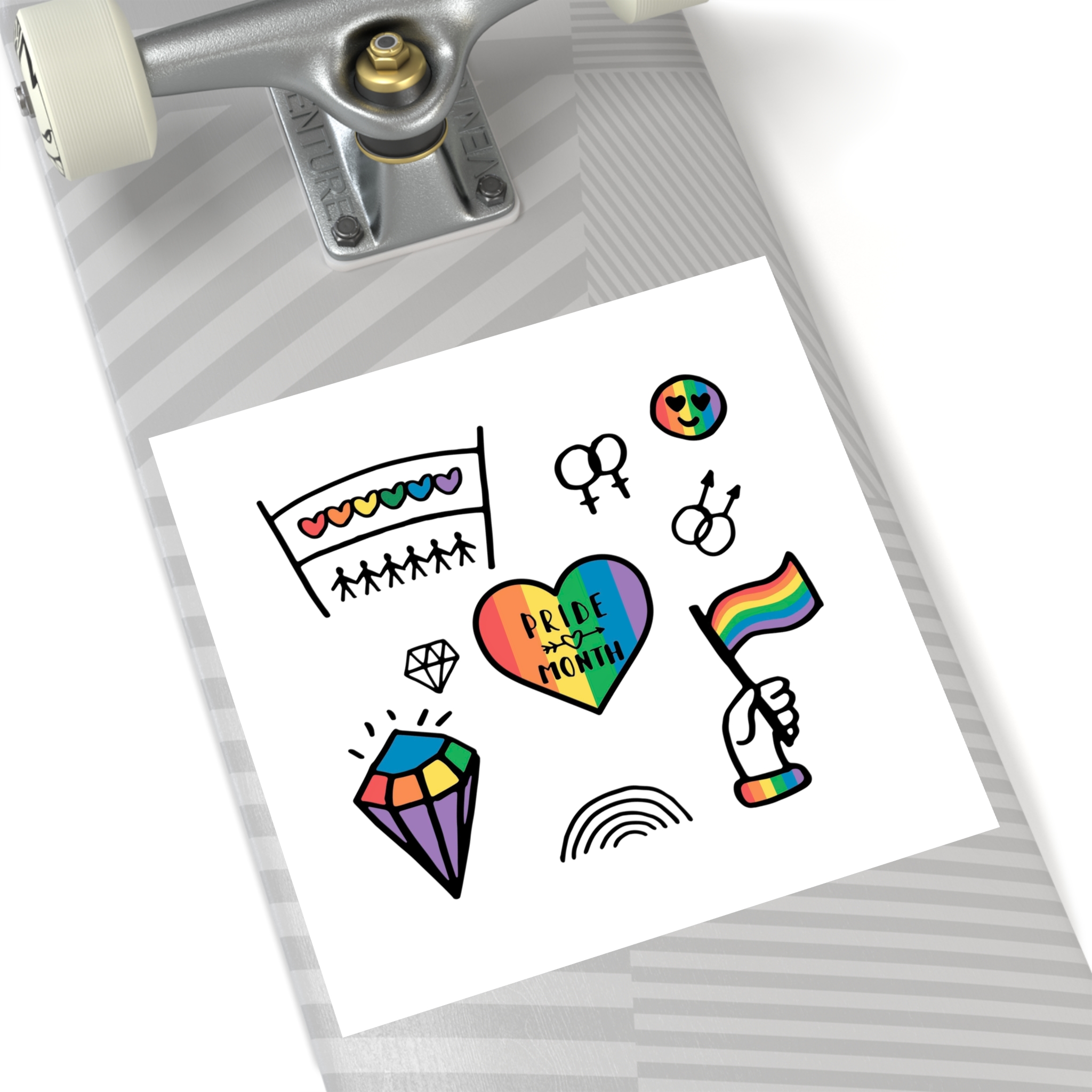 Lgbt Doodle Set Rainbow Flag Pride Month Vector Illustration Laminate Stickers Square - Image 52