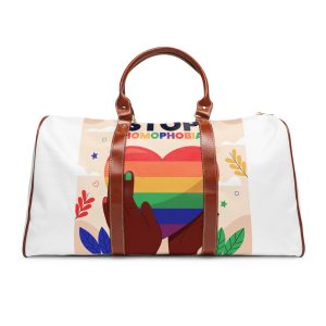 Hand Drawn Stop Homophobia Message Illustrated Waterproof Travel Bag