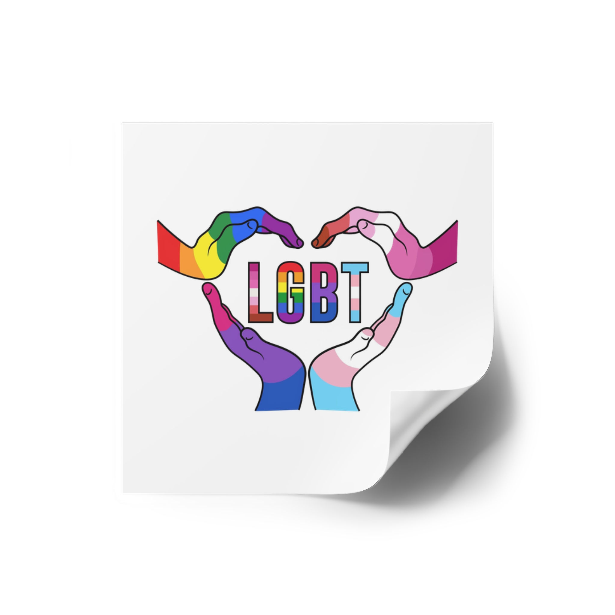 Lgbt Hands United Pride Month Rainbow Flag Vector Illustration Isolated White Background Laminate Stickers Square - Image 66