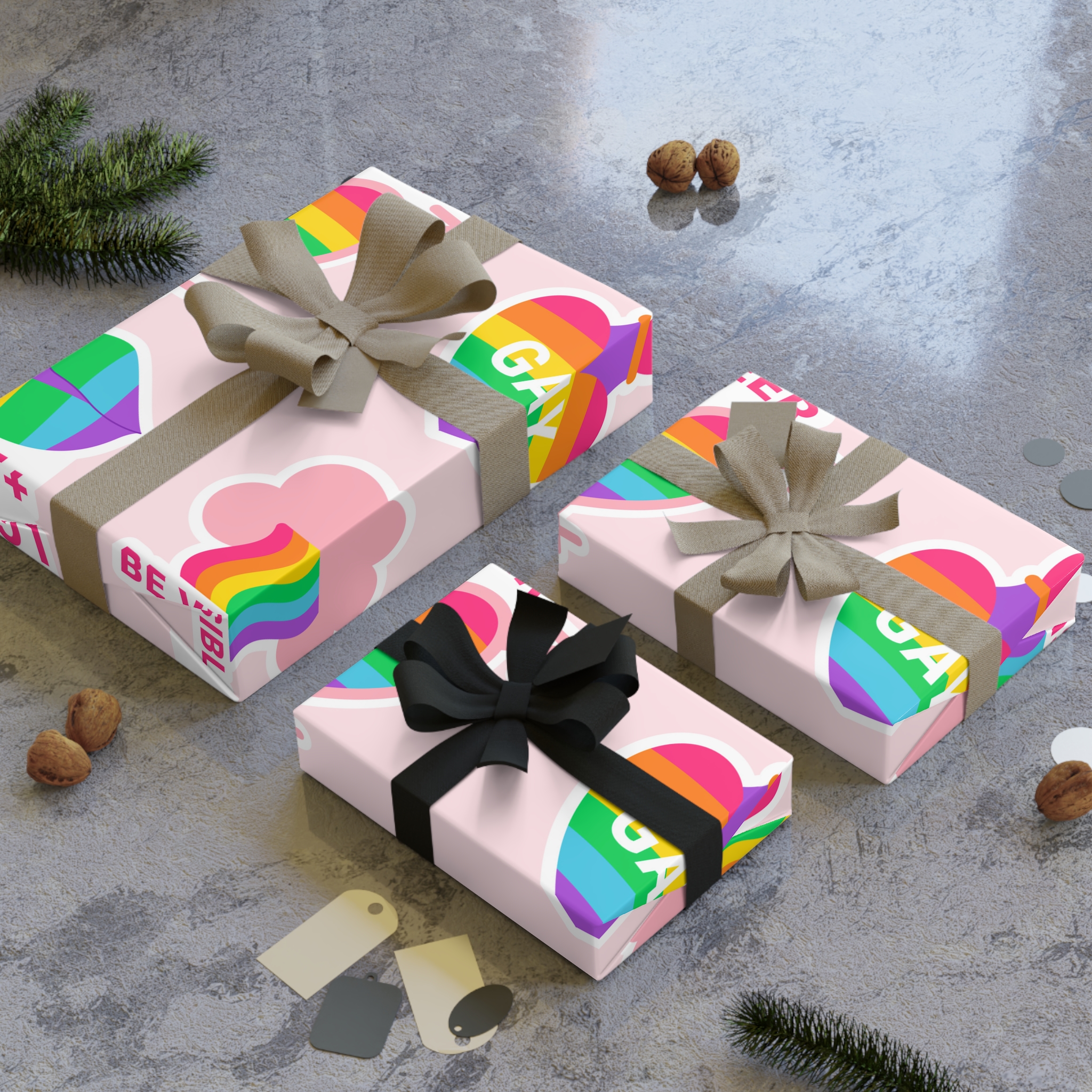 Flat Labels Collection Pride Month Celebration Gift Wrapping Paper Rolls 1pc - Image 4