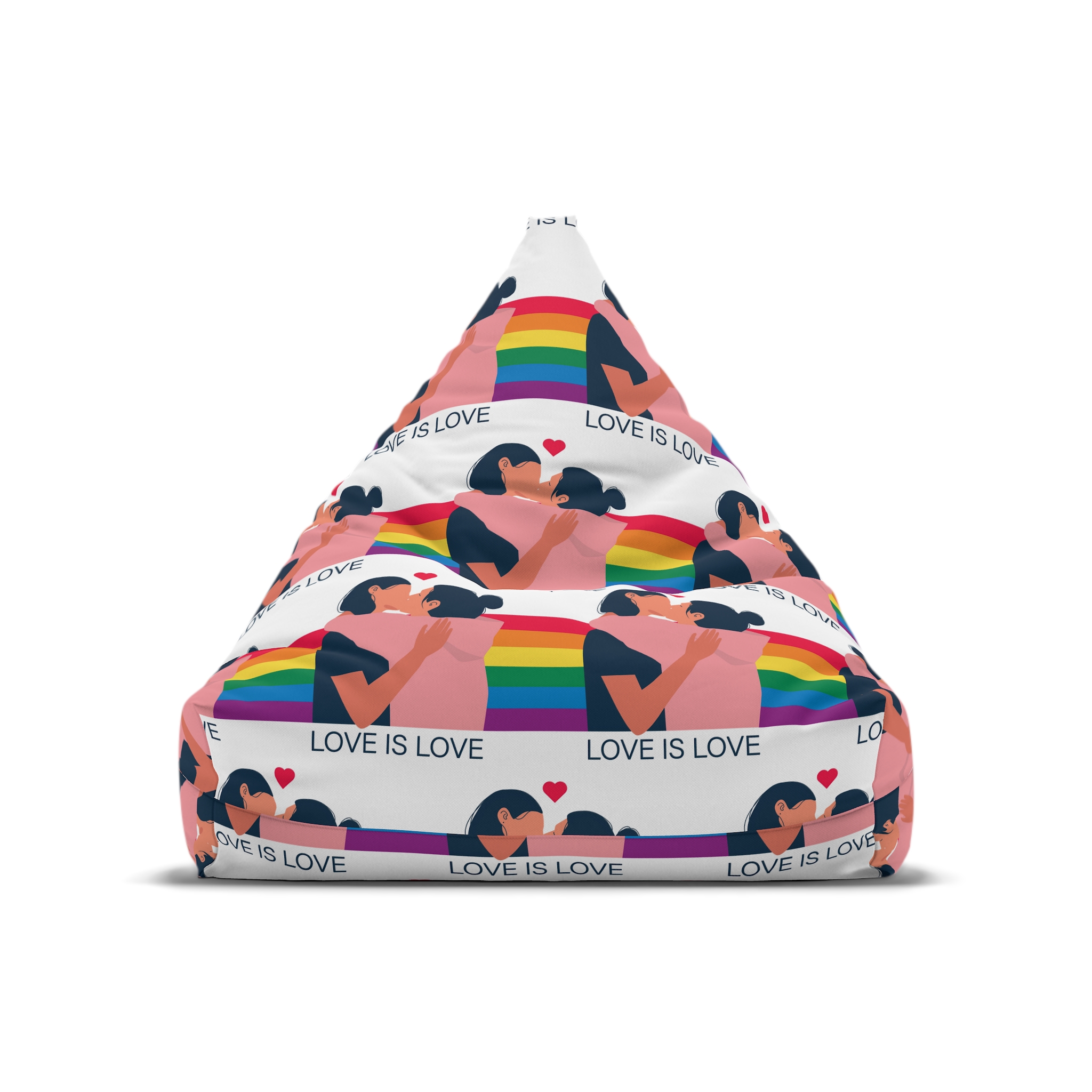 Lesbian Couple Kissing Hugging Rainbow Flag Love Is Love Bean Bag Chair Cover - Image 5