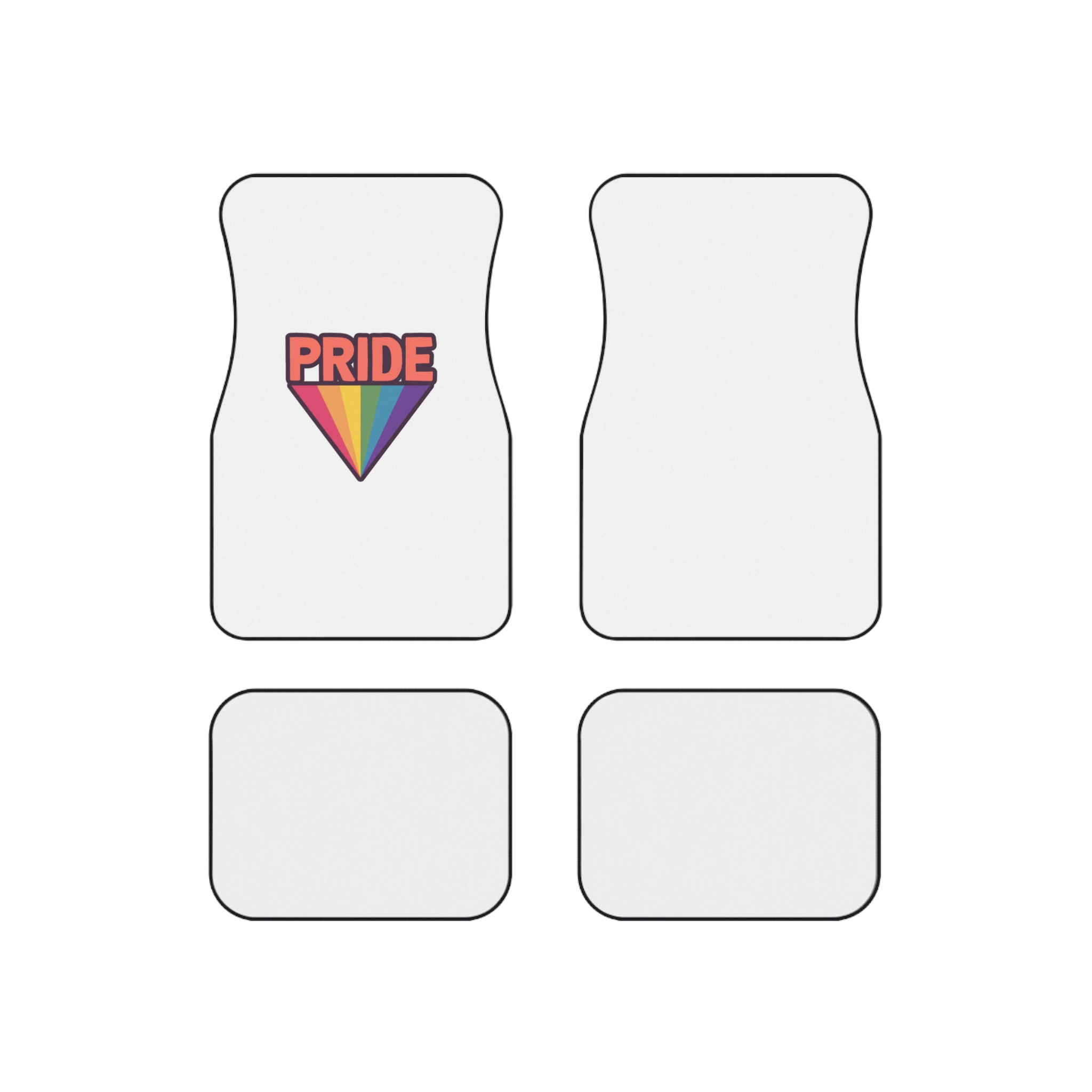 Pride Text With Rainbow Flag Badge Lgbt Symbol Gay Lesbian Bisexual Trans Queer Love Symbol Car Mats Set Of 4