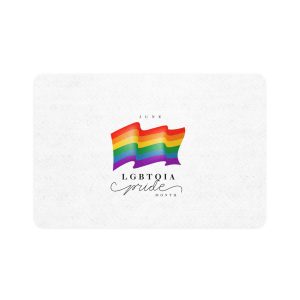 Lgbt Pride Month 2024 Concept Freedom Rainbow Flag With Hearts Gay Parade Vector Pet Food Mat 12x18