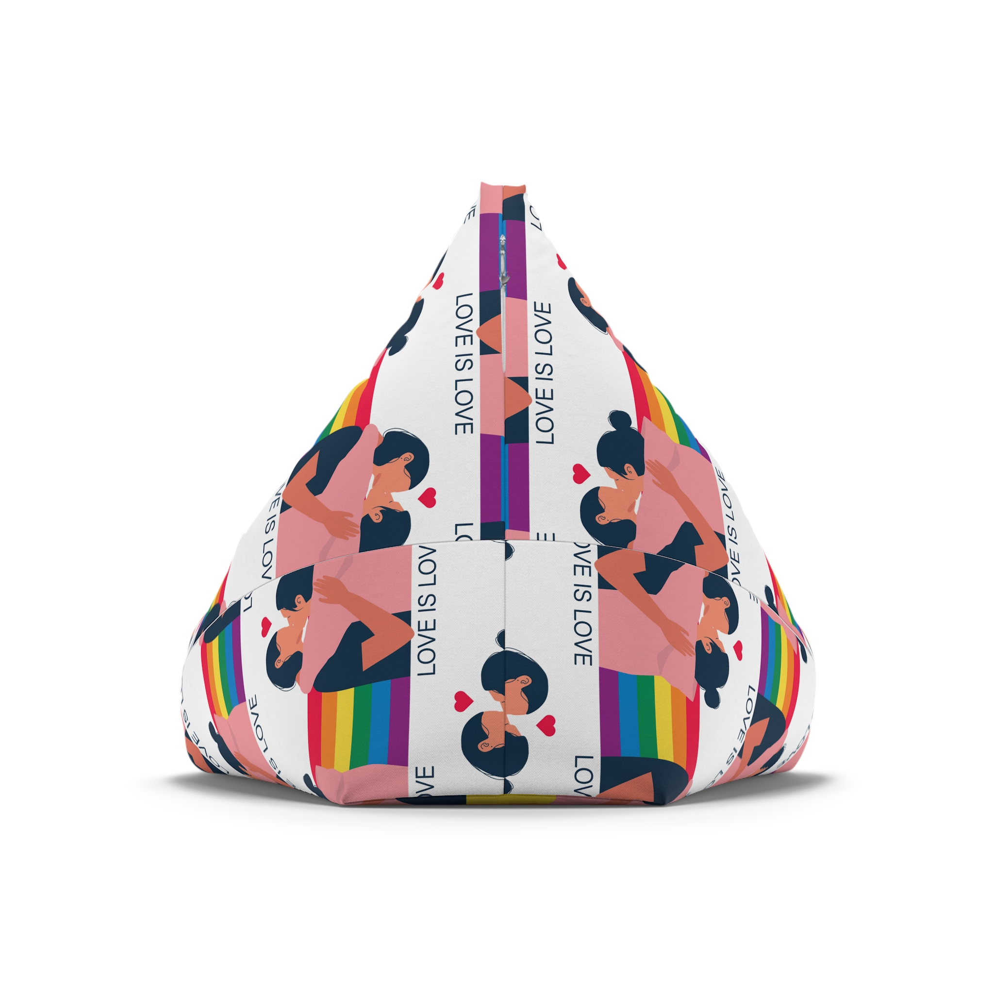 Lesbian Couple Kissing Hugging Rainbow Flag Love Is Love Bean Bag Chair Cover - Image 6