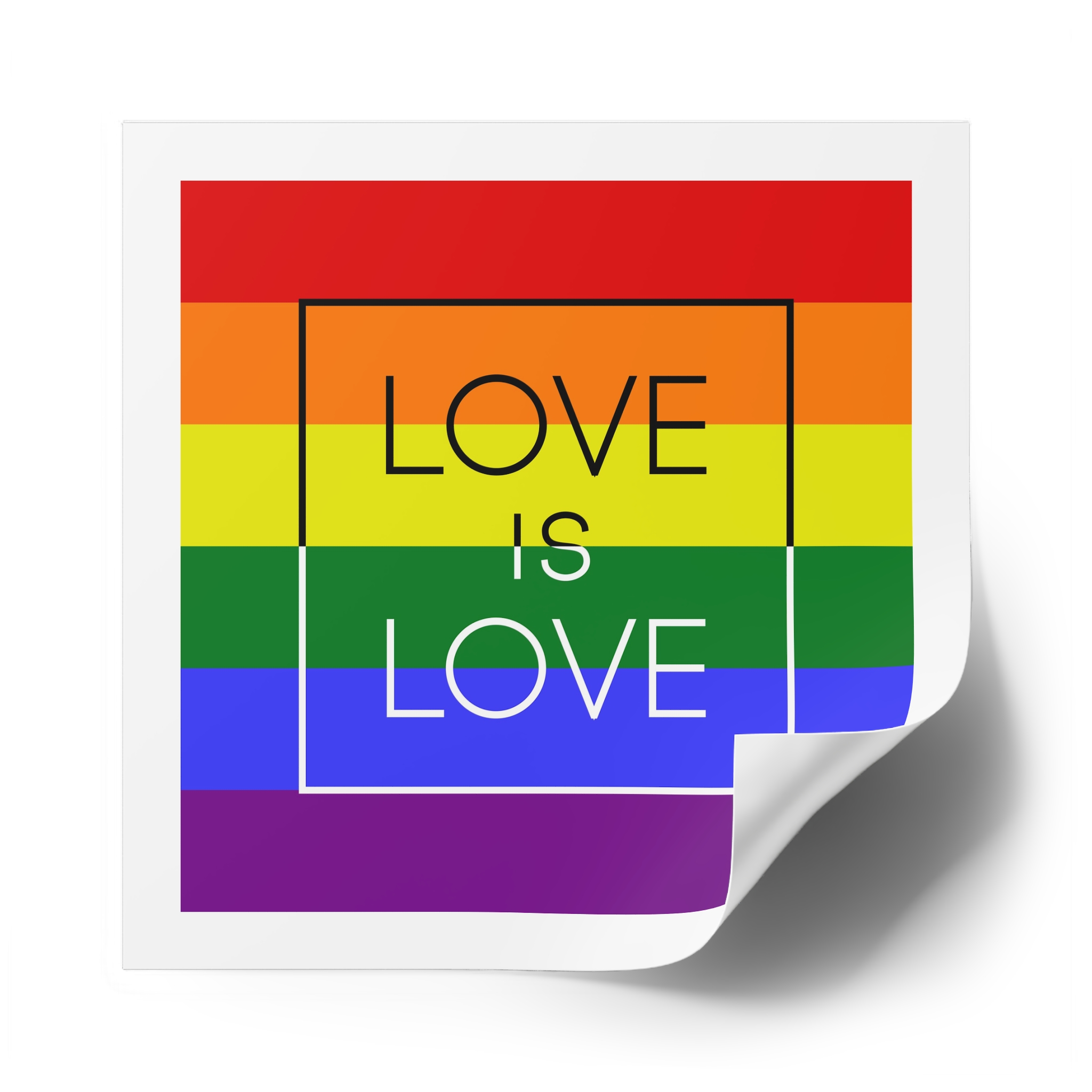 Lgbt Card Text Love Is Love Background Flag Colors Vector Illustration Laminate Stickers Square - Image 58
