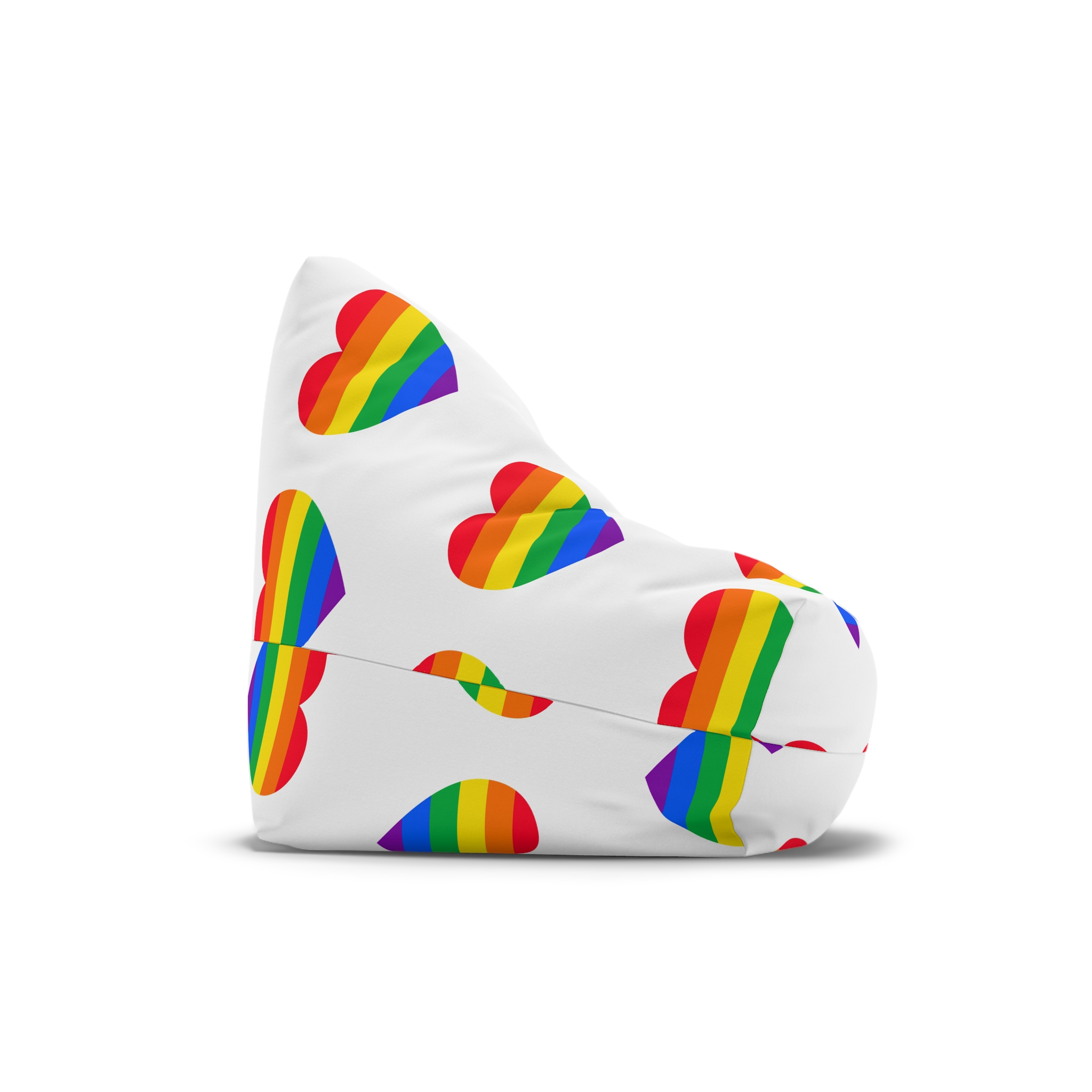 Gay Pride Flat Heart Shape Bean Bag Chair Cover - Image 3