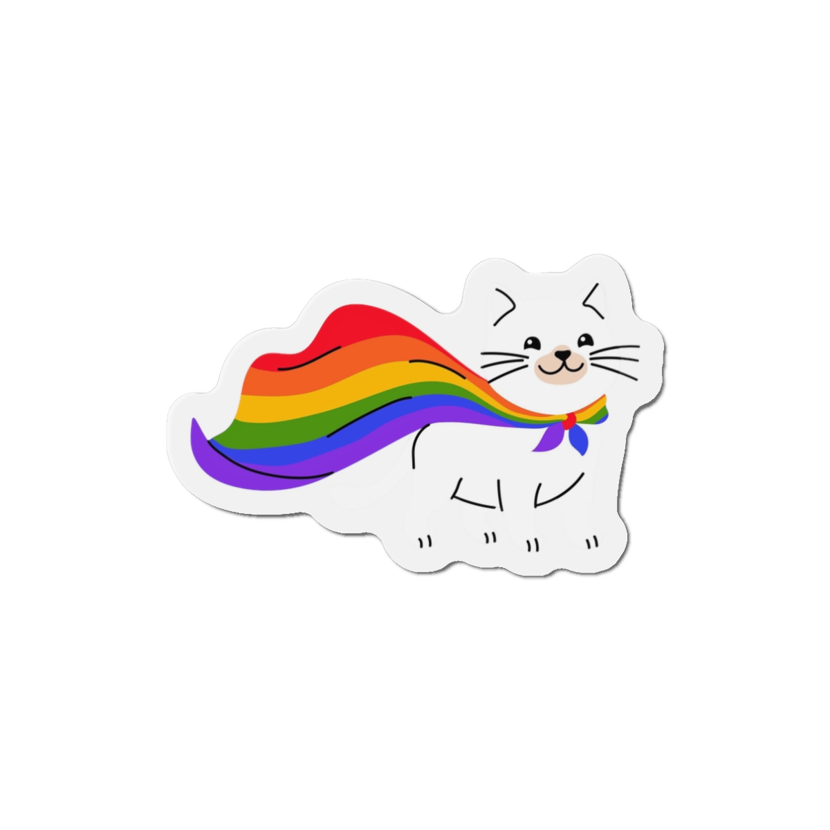 Kawaii Cat With Lgbtq Rainbow Flag Cartoon Die Cut Magnets - Image 4