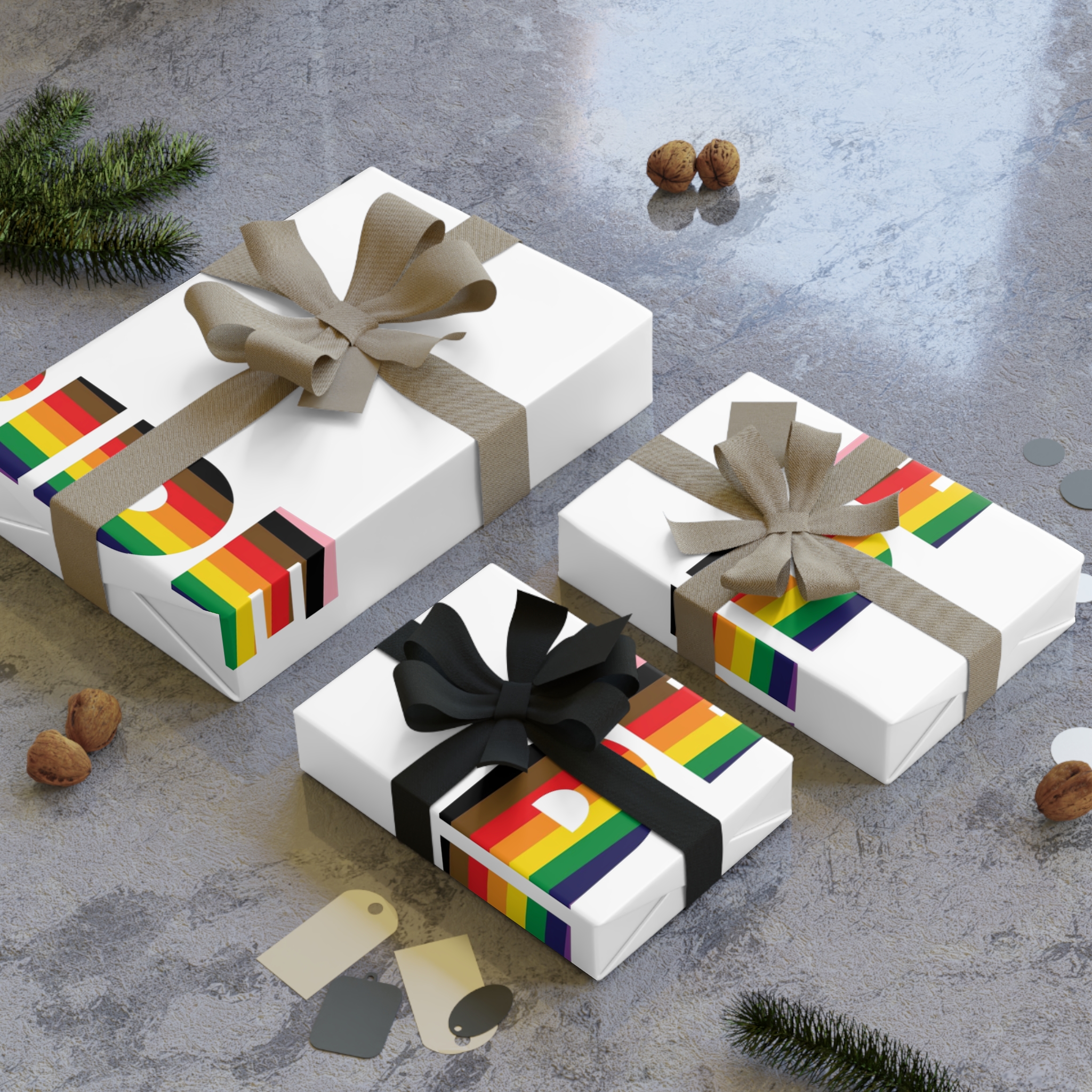 Large Bold Pride Letters Infused With Progress Rainbow Flag Colors Represent Lgbtqia Gift Wrapping Paper Rolls 1pc - Image 8