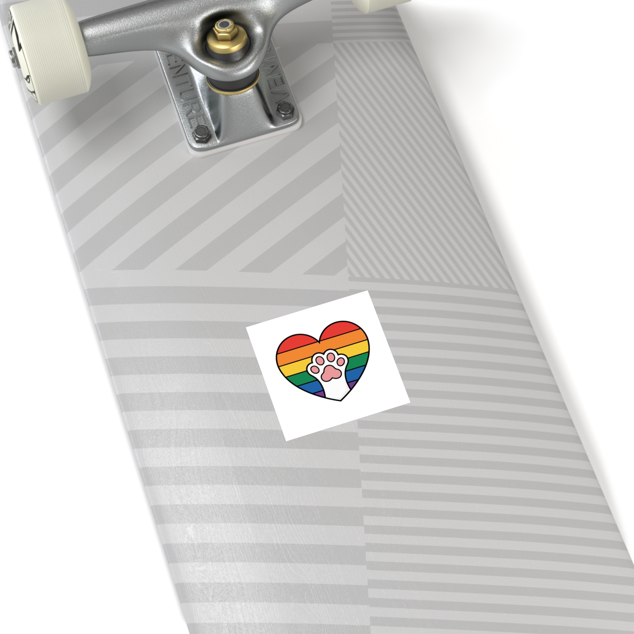 Rainbow Heart With Cute Cat Paw Pride Illustration Laminate Stickers Square - Image 12