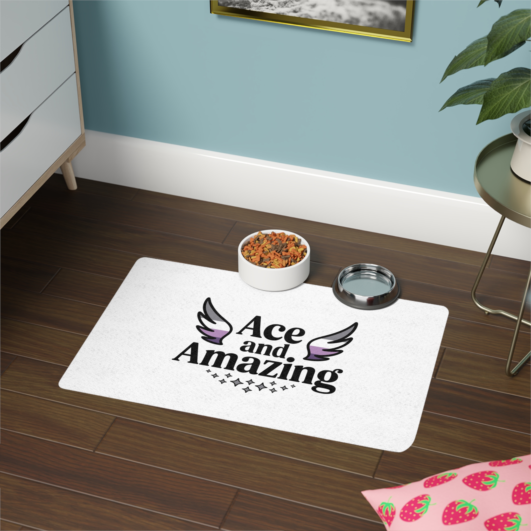 Ace Amazing T Shirt Design Isolated White Background 2 Pet Food Mat 12x18 - Image 4