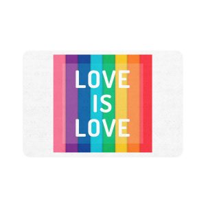 Rainbow Colored Background With Love Is Love Concept Pride Month Pet Food Mat 12x18