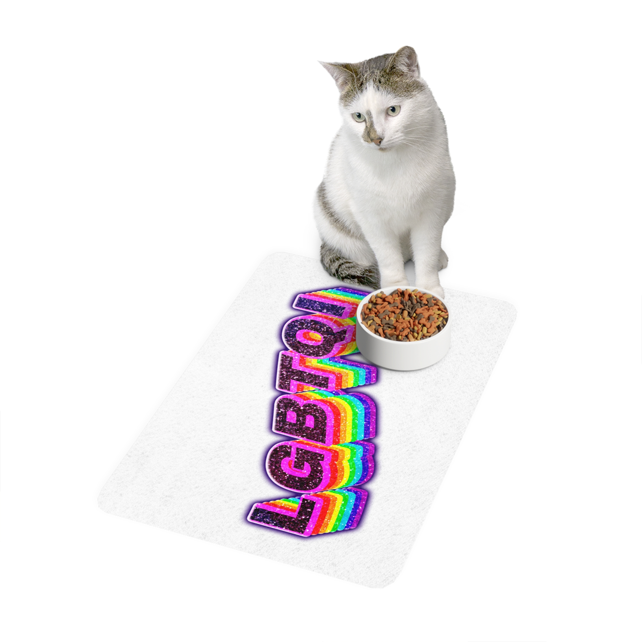 Lgbtqi 3d Word Glitch Png Pet Food Mat 12x18 - Image 3