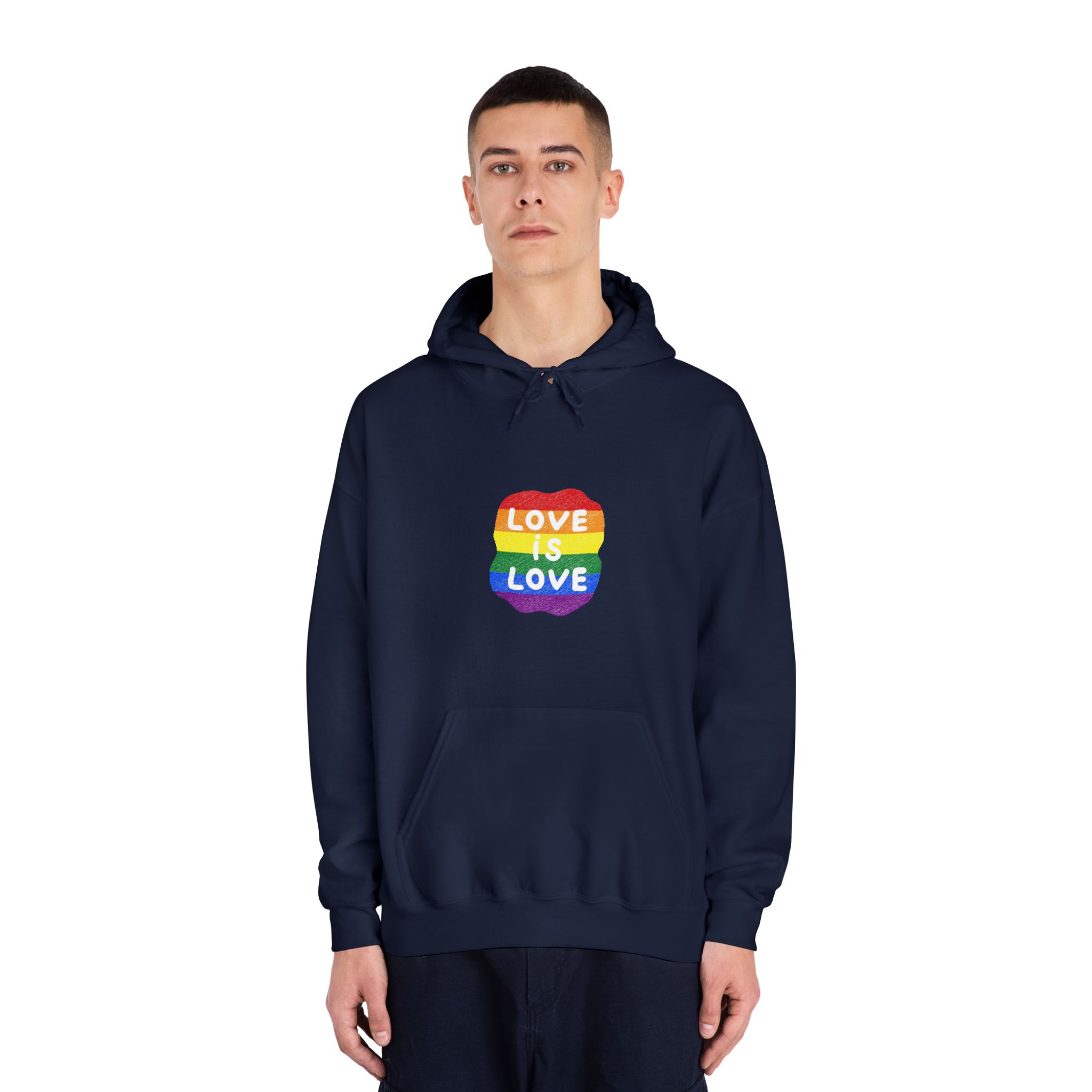 Love Is Love Lgbtq Pride Rainbow Poster Slogan Unisex Dryblend Hooded Sweatshirt - Image 31