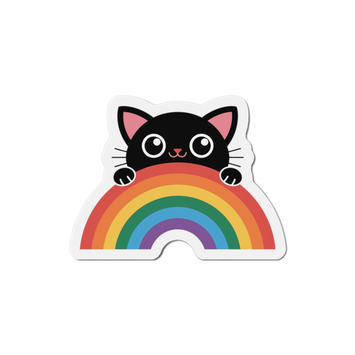 Black Cat With Rainbow Icon Pride Pet Design Vector Illustration Die Cut Magnets - Image 4