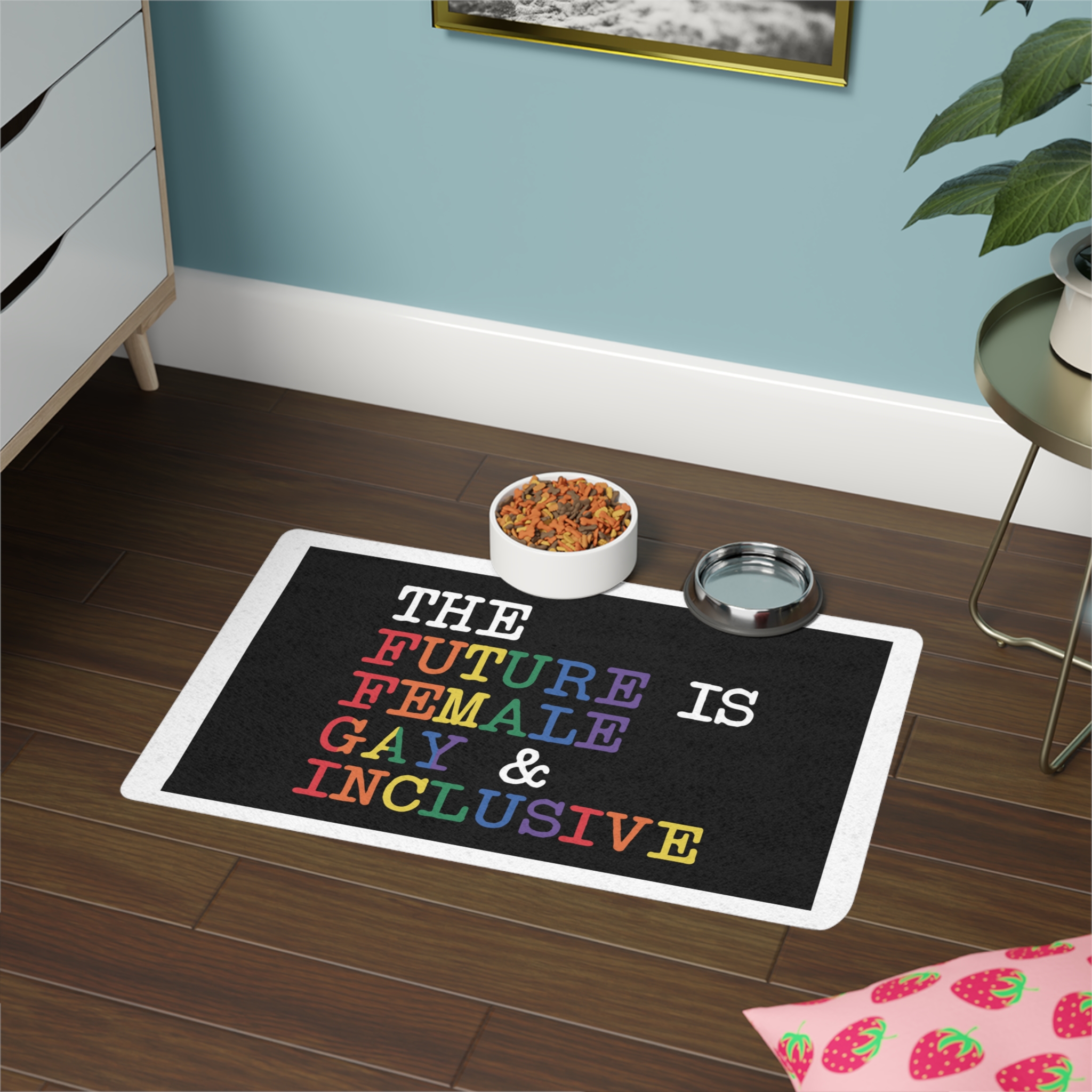 Colorful Text That Says Future Women Is Breastfeeding Pet Food Mat 12x18 - Image 4
